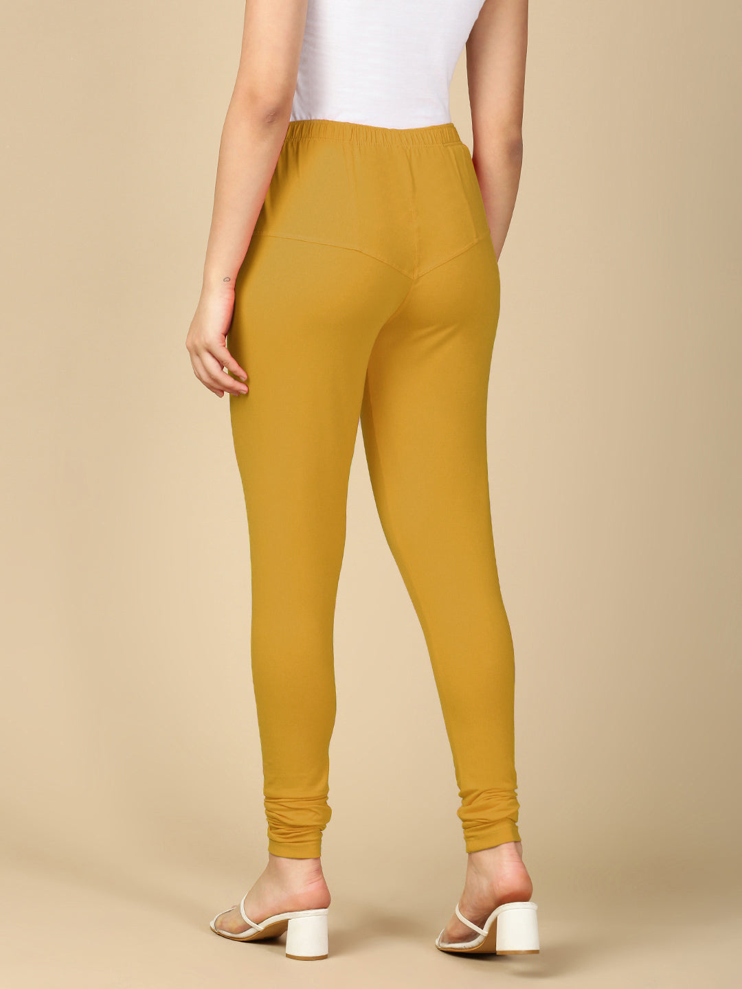 Yellow Gold Premium Cotton Stretch Churidar - PYNK