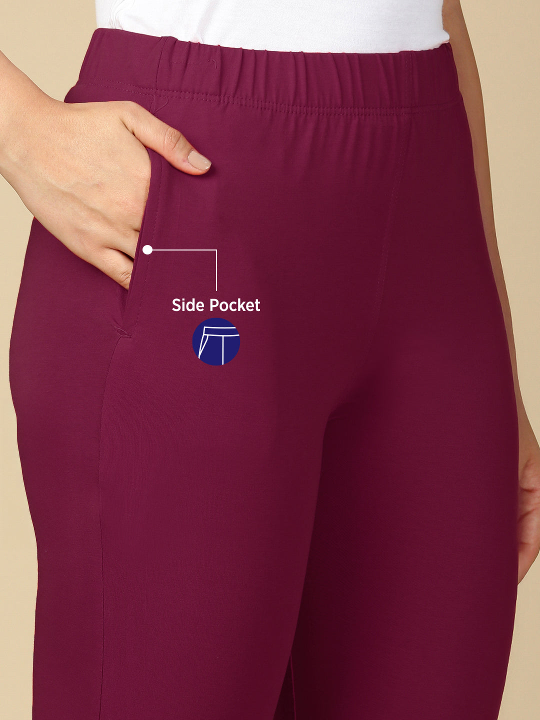 Mauve Premium Cotton Stretch Kurti Pant - PYNK