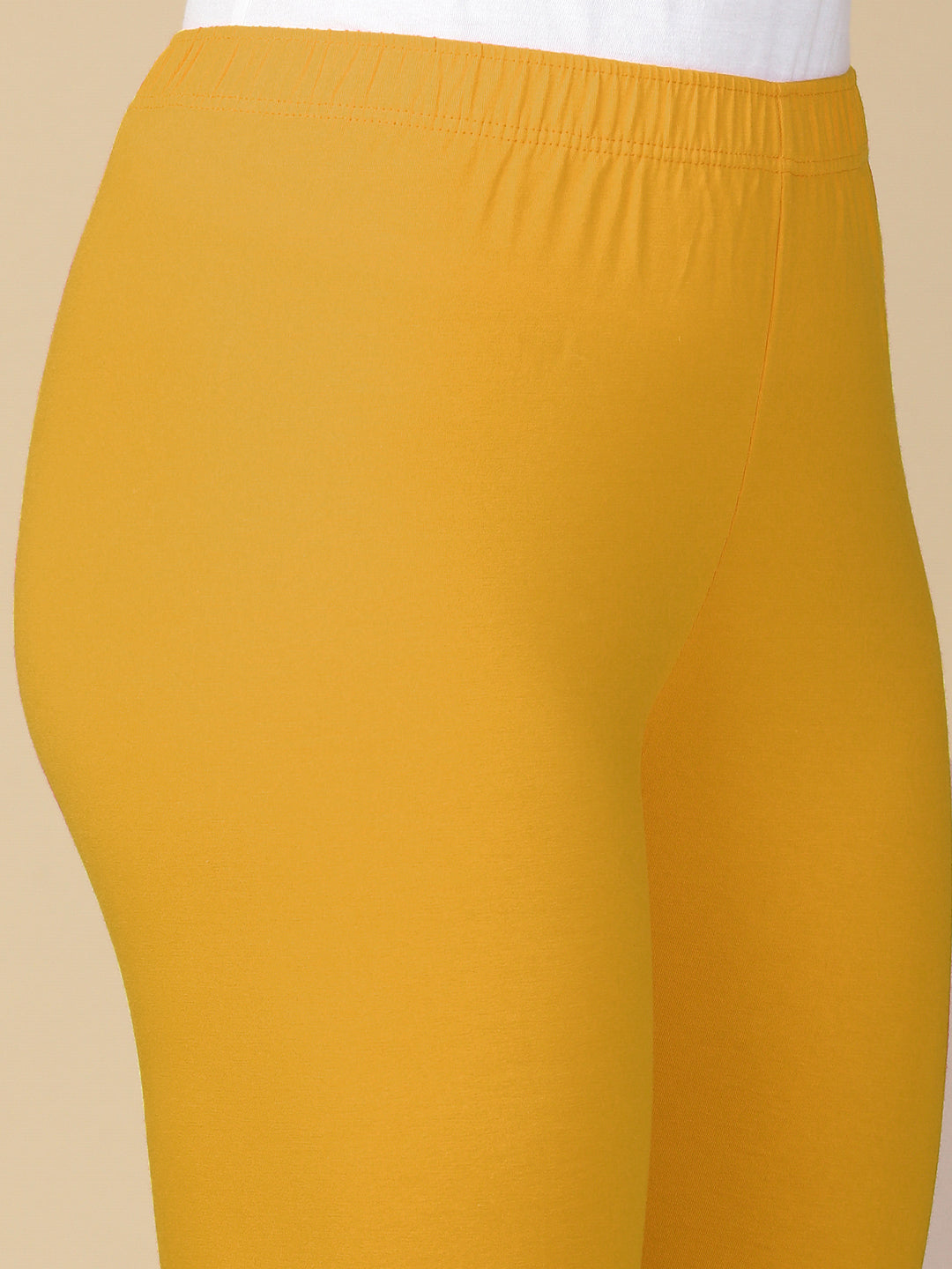 Yellow Premium Cotton Stretch Ankle Length Leggings - PYNK