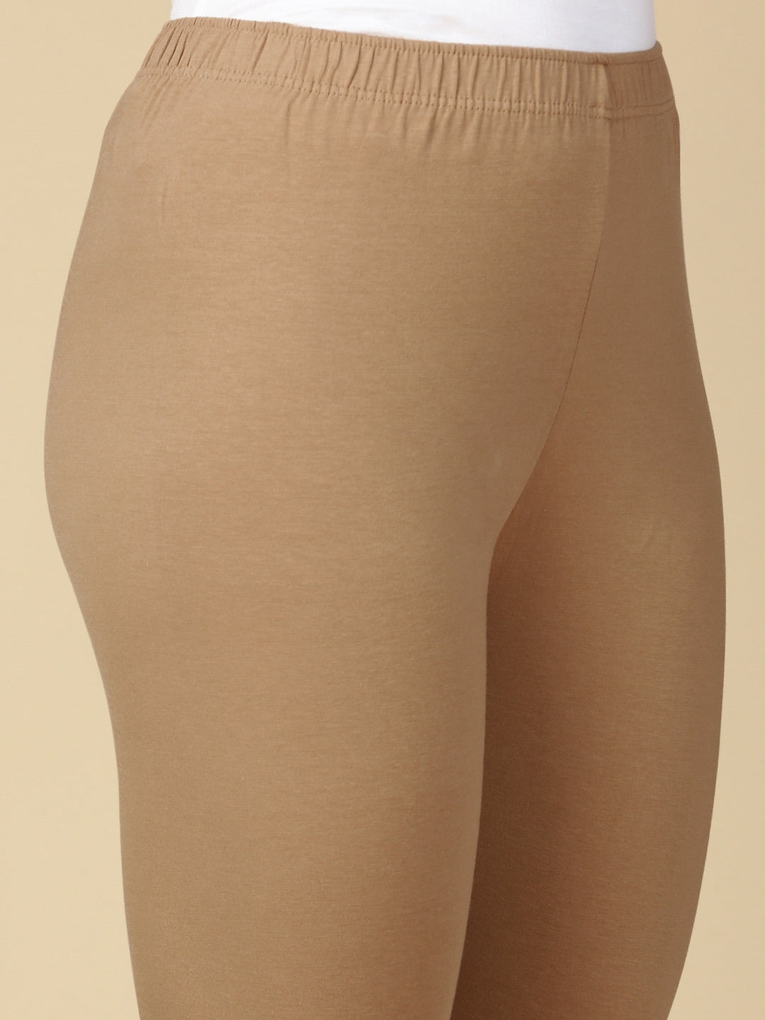 Light Acru Premium Cotton Stretch Ankle Length Leggings - PYNK