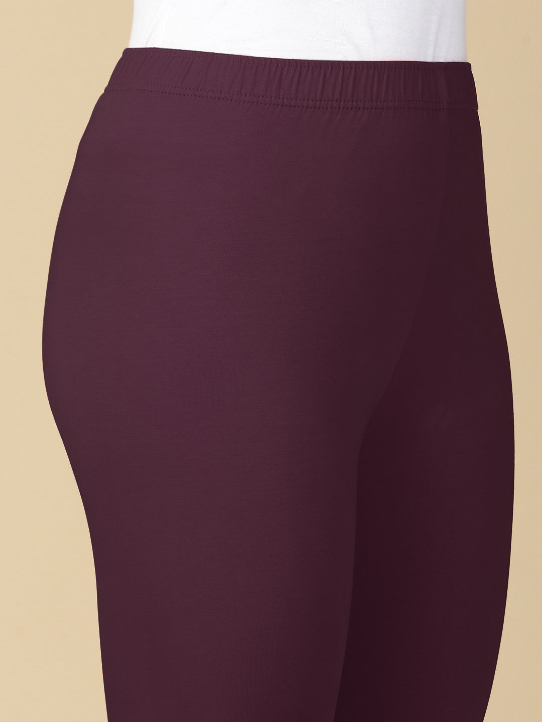 M.Purple Premium Cotton Stretch Ankle Length Leggings - PYNK