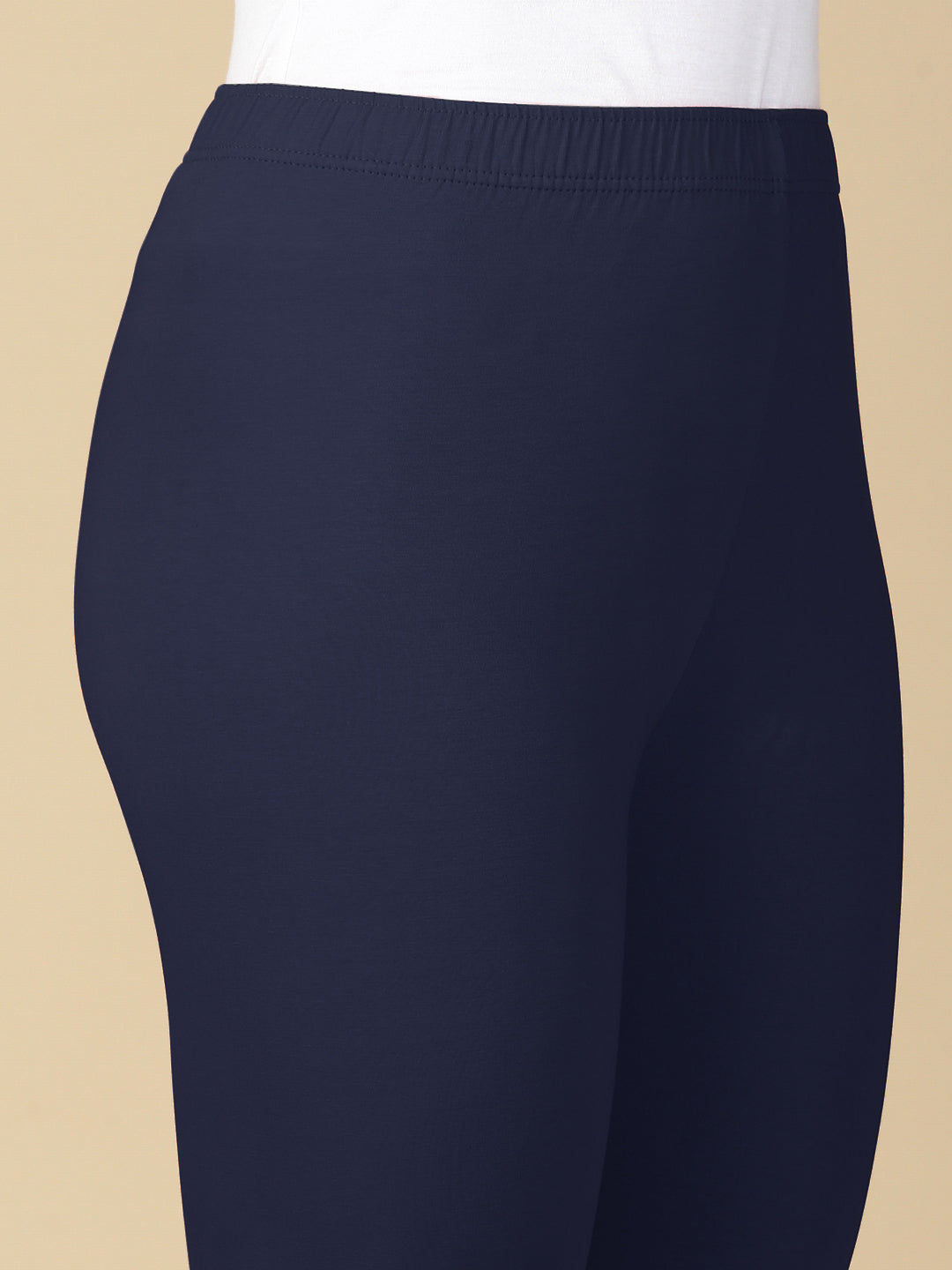 True Blue Premium Cotton Stretch Ankle Length Leggings - PYNK