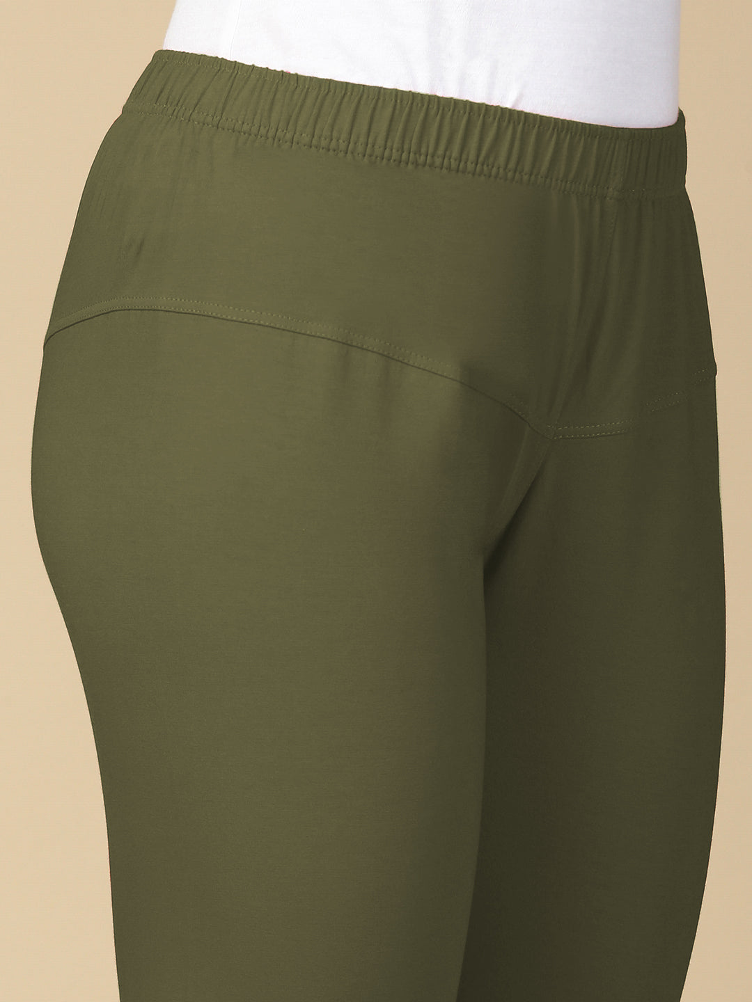 Army Green Premium Cotton Stretch Churidar - PYNK