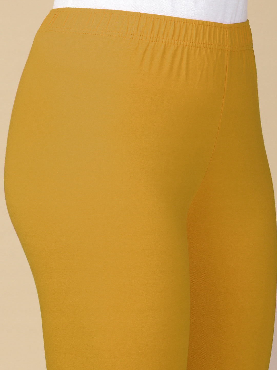 Yellow Gold Premium Cotton Stretch Ankle Length Leggings - PYNK