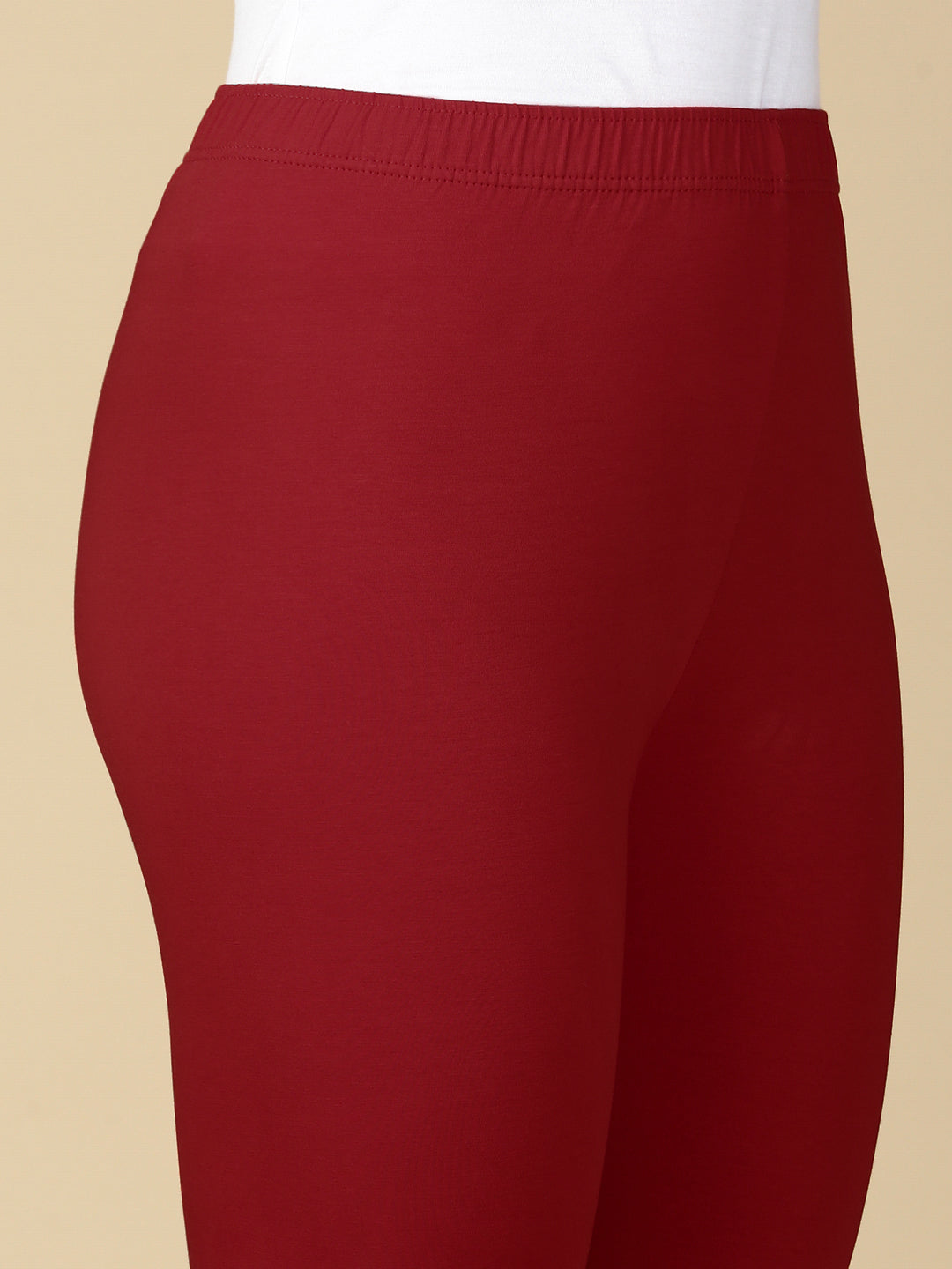 Maroon Premium Cotton Stretch Ankle Length Leggings - PYNK
