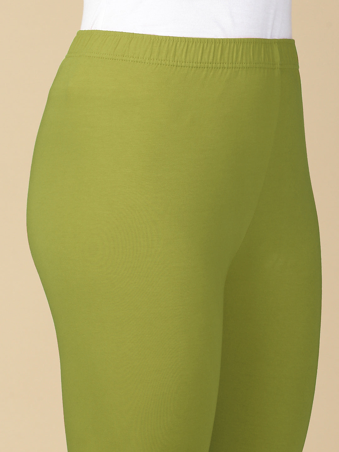 Parrot Green Premium Cotton Stretch Ankle Length Leggings - PYNK