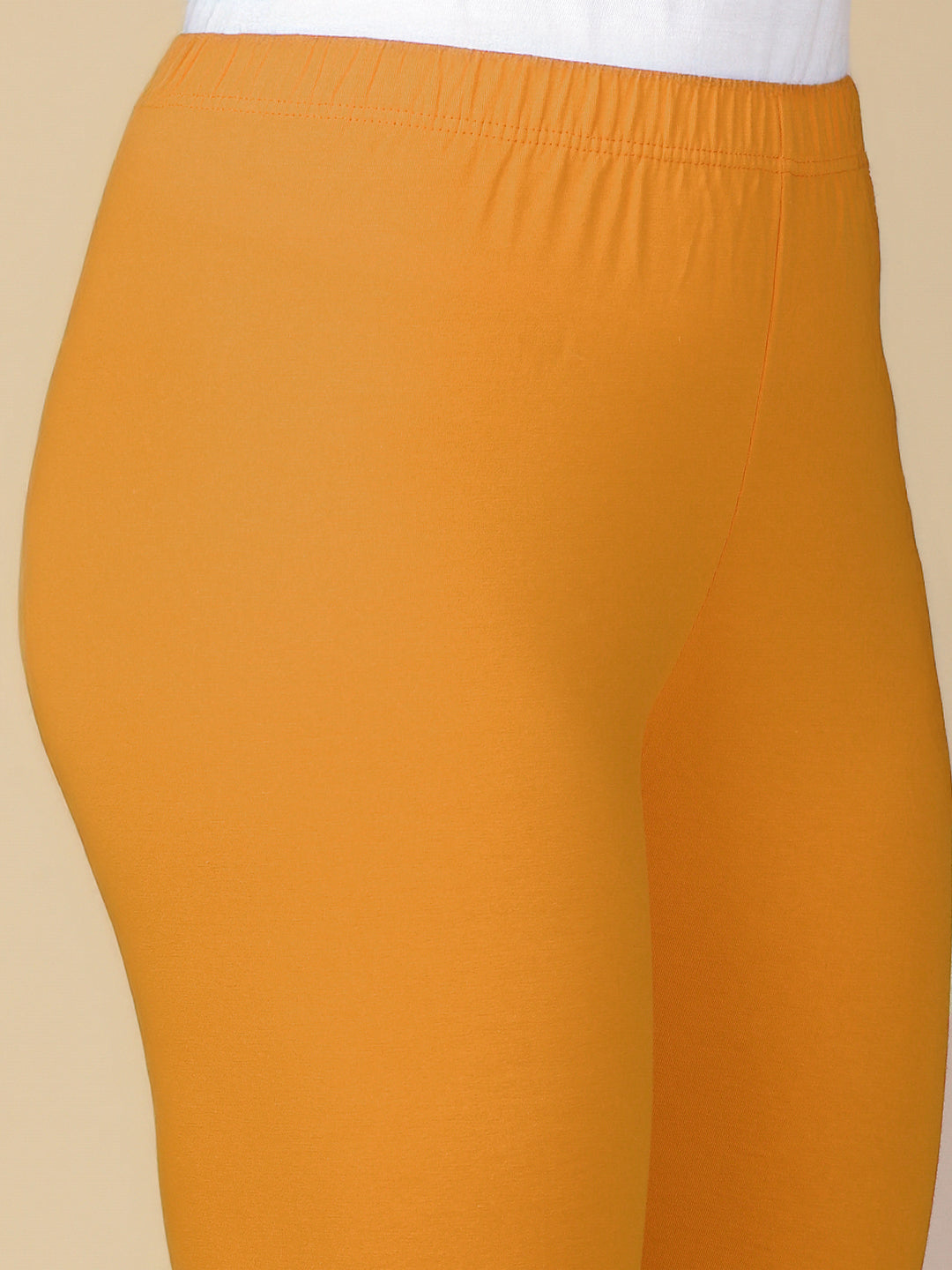 Mustard Premium Cotton Stretch Ankle Length Leggings - PYNK