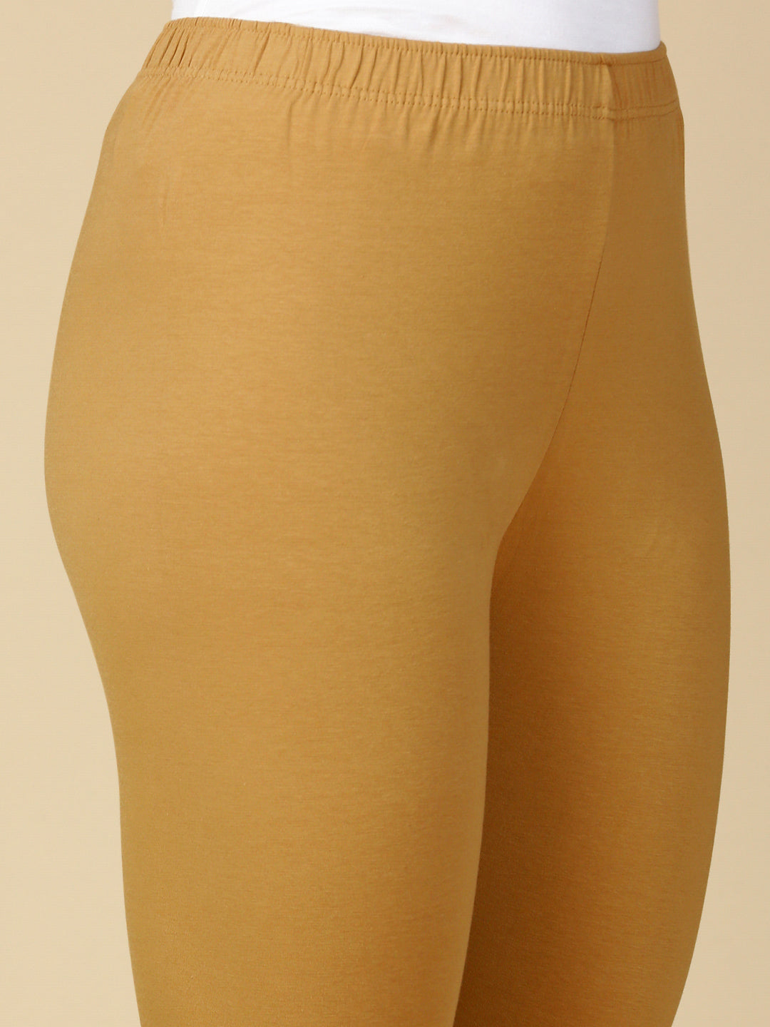 Tan Brown Premium Cotton Stretch Ankle Length Leggings - PYNK