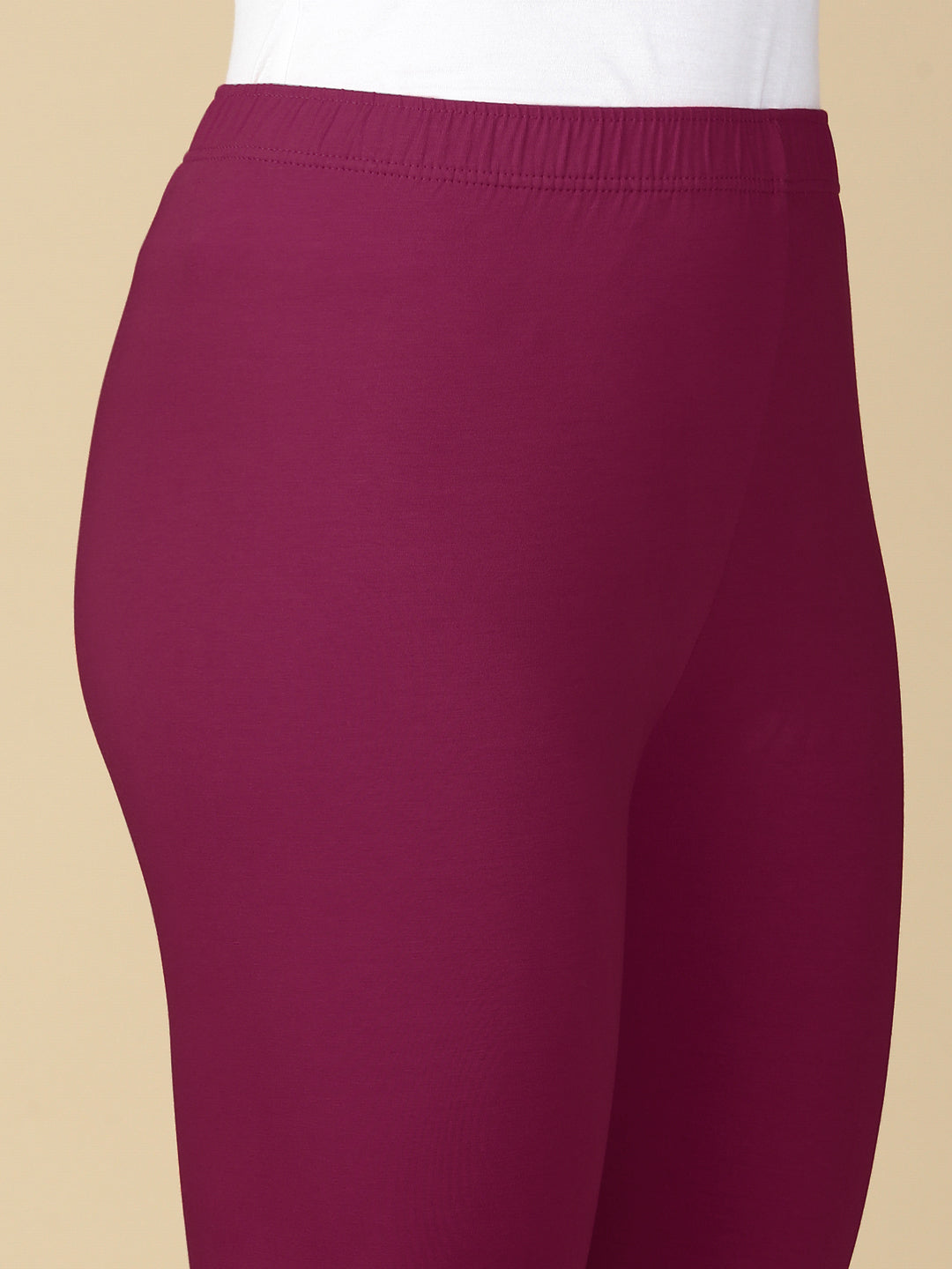 Mauve Premium Cotton Stretch Ankle Length Leggings - PYNK