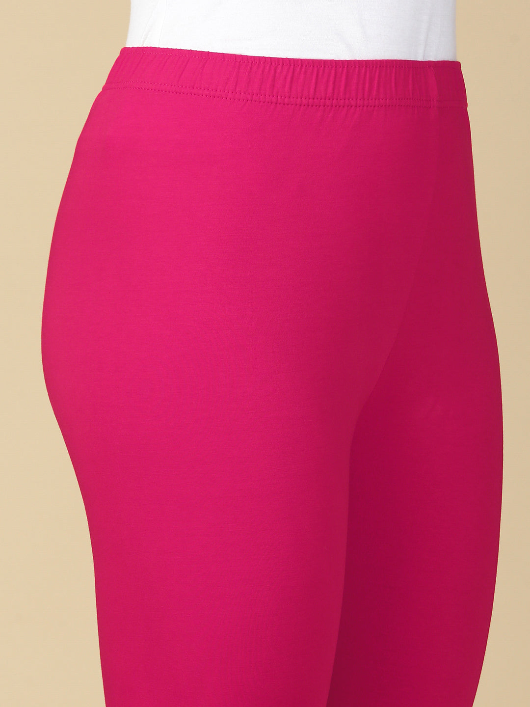 Rose Pink Premium Cotton Stretch Ankle Length Leggings - PYNK