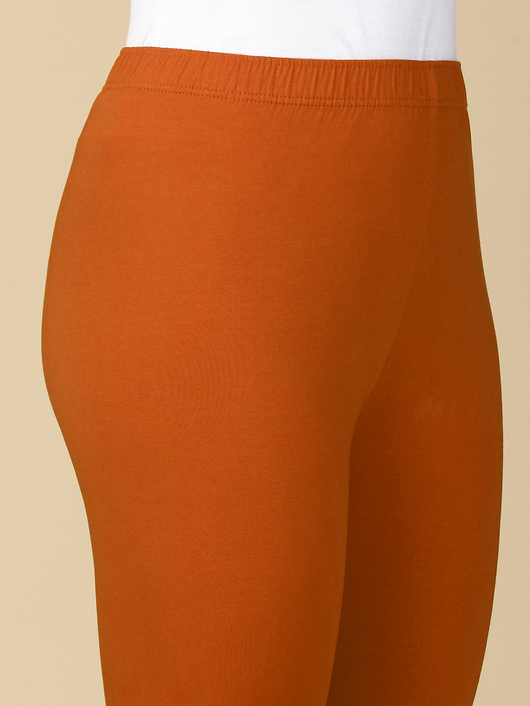 Rust Premium Cotton Stretch Ankle Length Leggings - PYNK