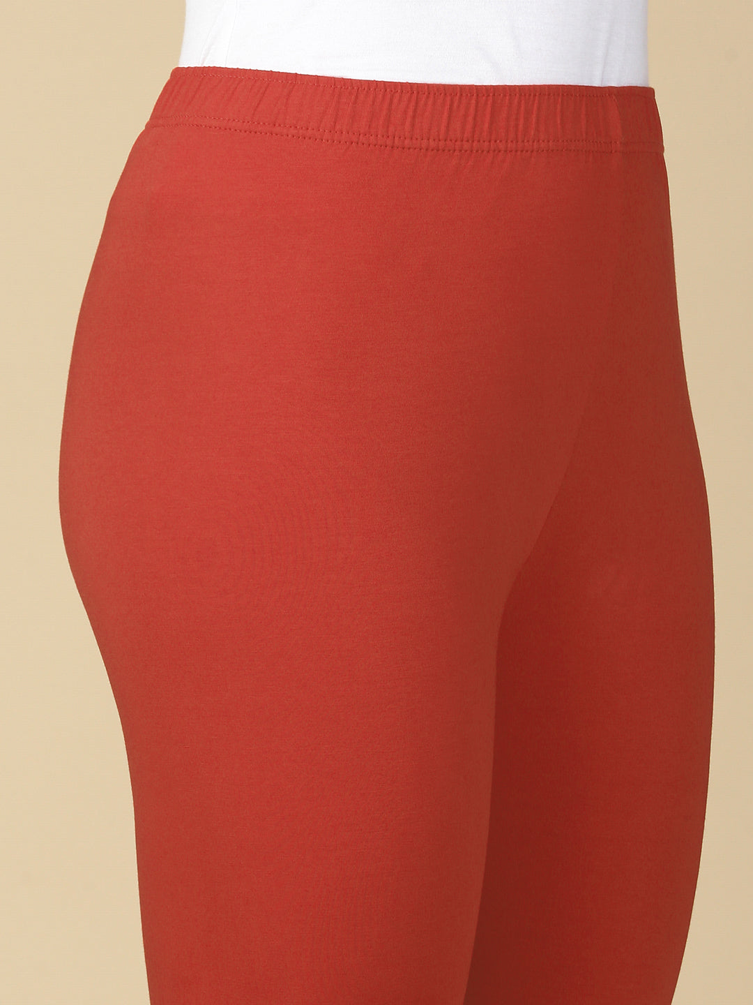 Rose Tan Premium Cotton Stretch Ankle Length Leggings - PYNK
