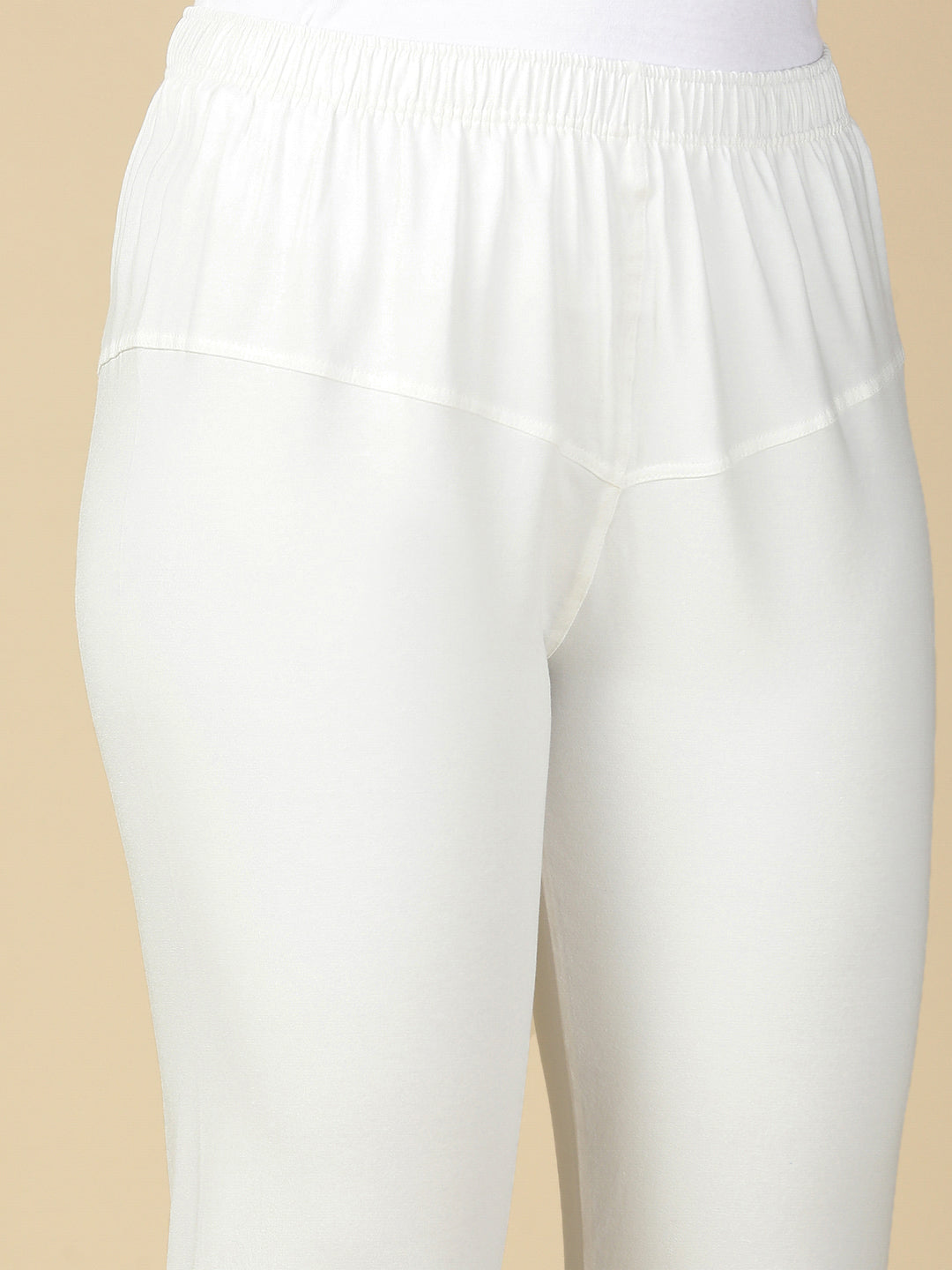 Off White Premium Cotton Stretch Churidar - PYNK