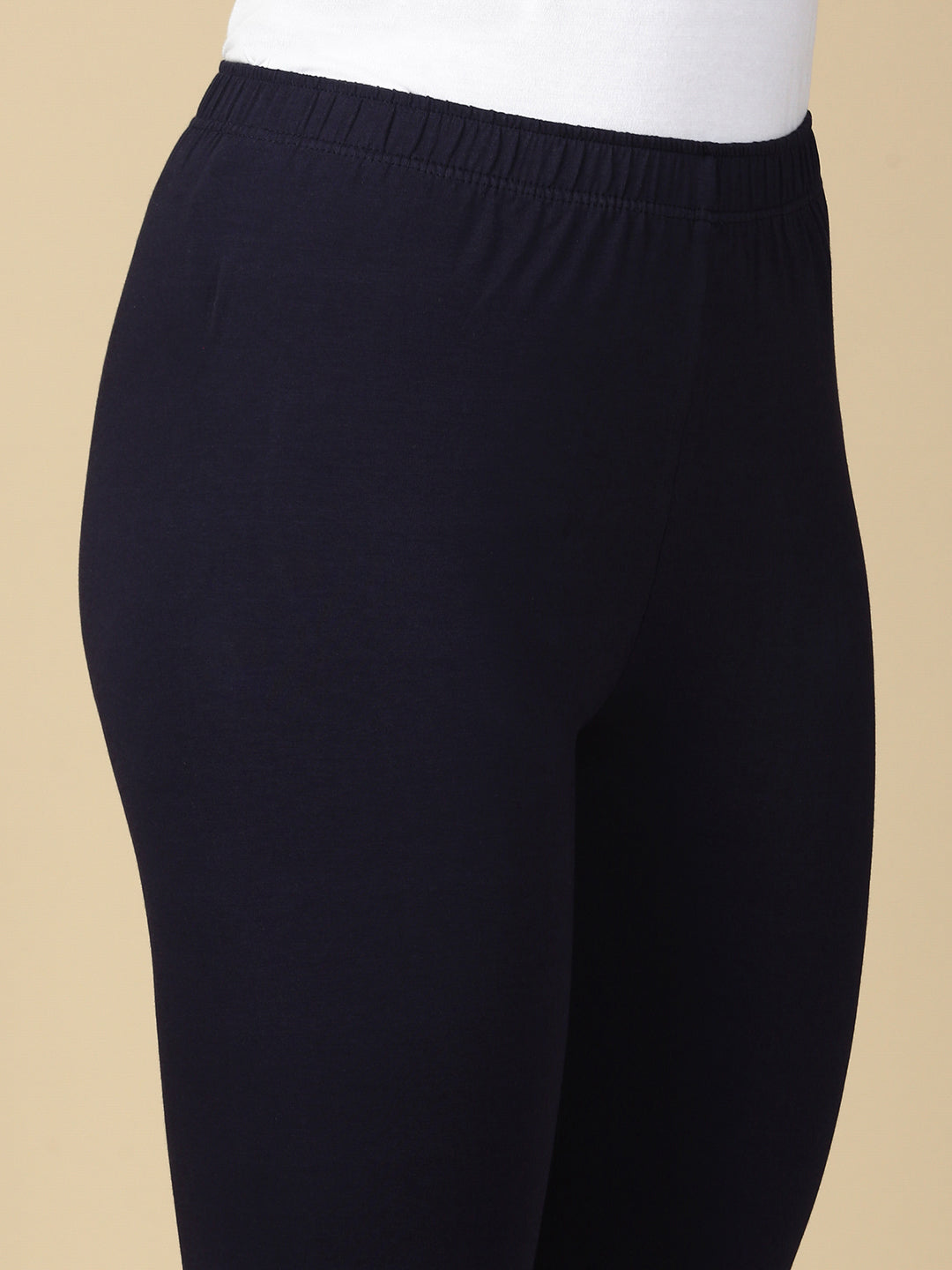 Midnight Navy Premium Cotton Stretch Ankle Length Leggings - PYNK