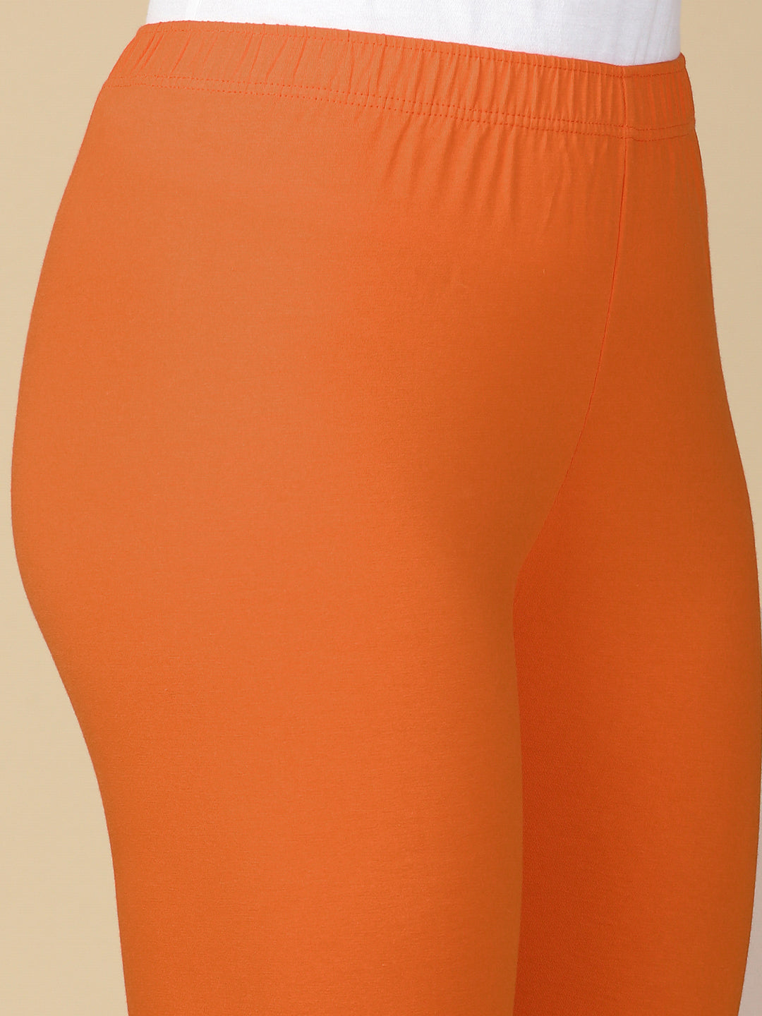 Orange Premium Cotton Stretch Ankle Length Leggings - PYNK