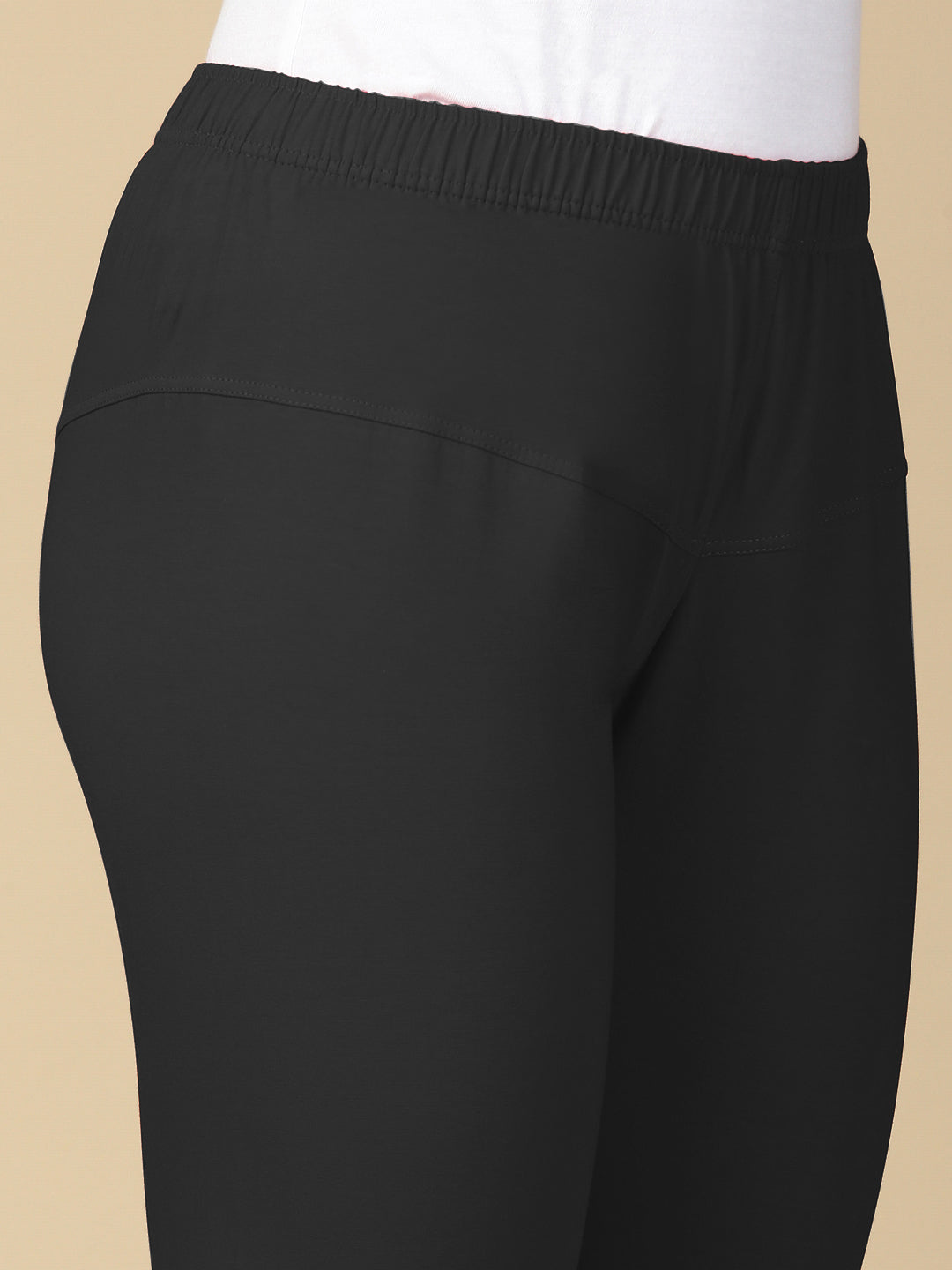 Black Melange Premium Cotton Stretch Churidar - PYNK
