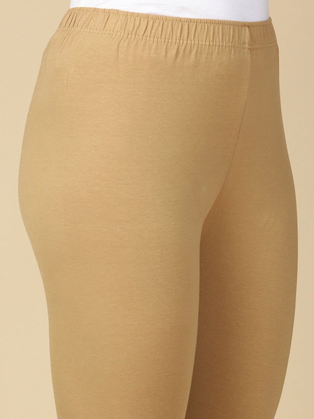 Caramel Brown Premium Cotton Stretch Ankle Length Leggings - PYNK