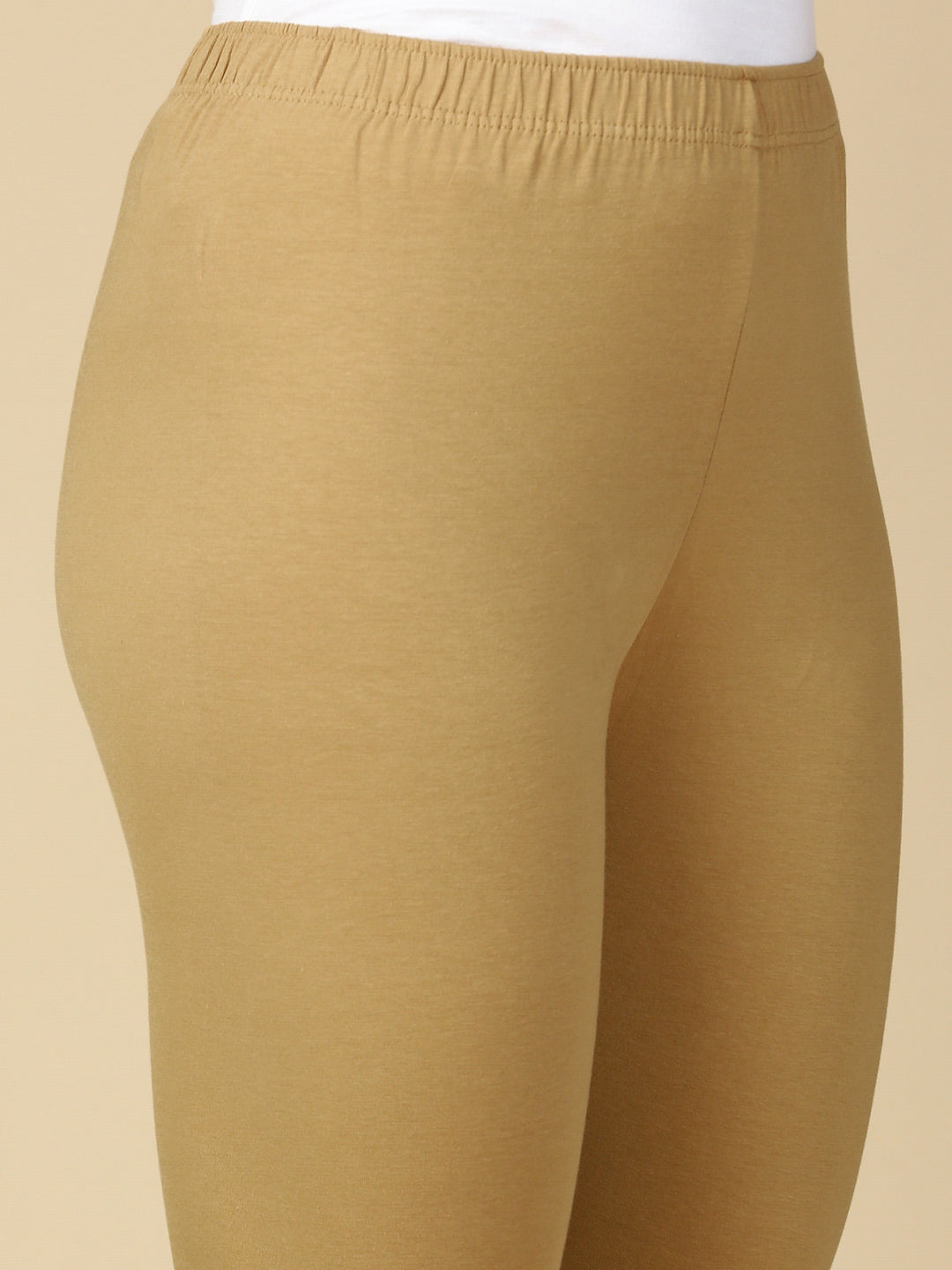 Peanut Brown Premium Cotton Stretch Ankle Length Leggings - PYNK