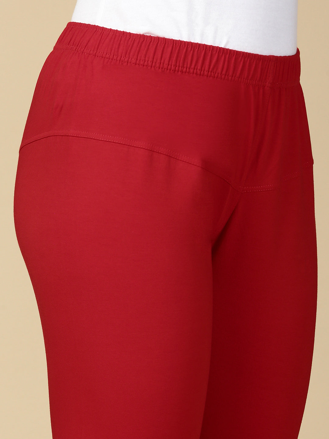 Red Premium Cotton Stretch Churidar - PYNK