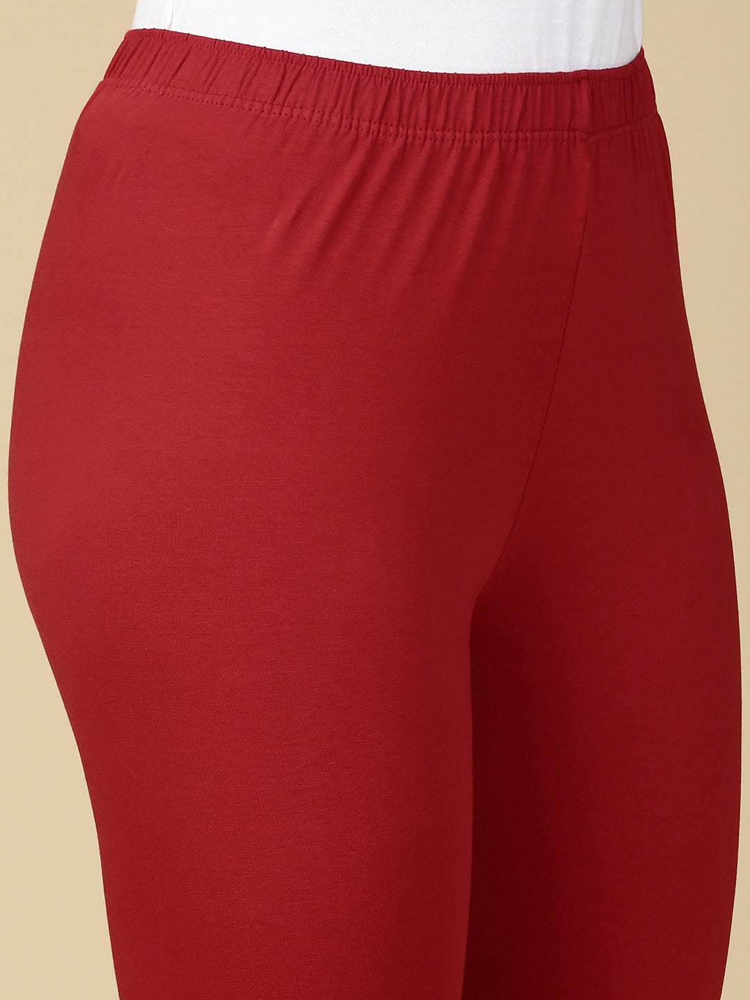 Parry Red Premium Cotton Stretch Ankle Length Leggings - PYNK