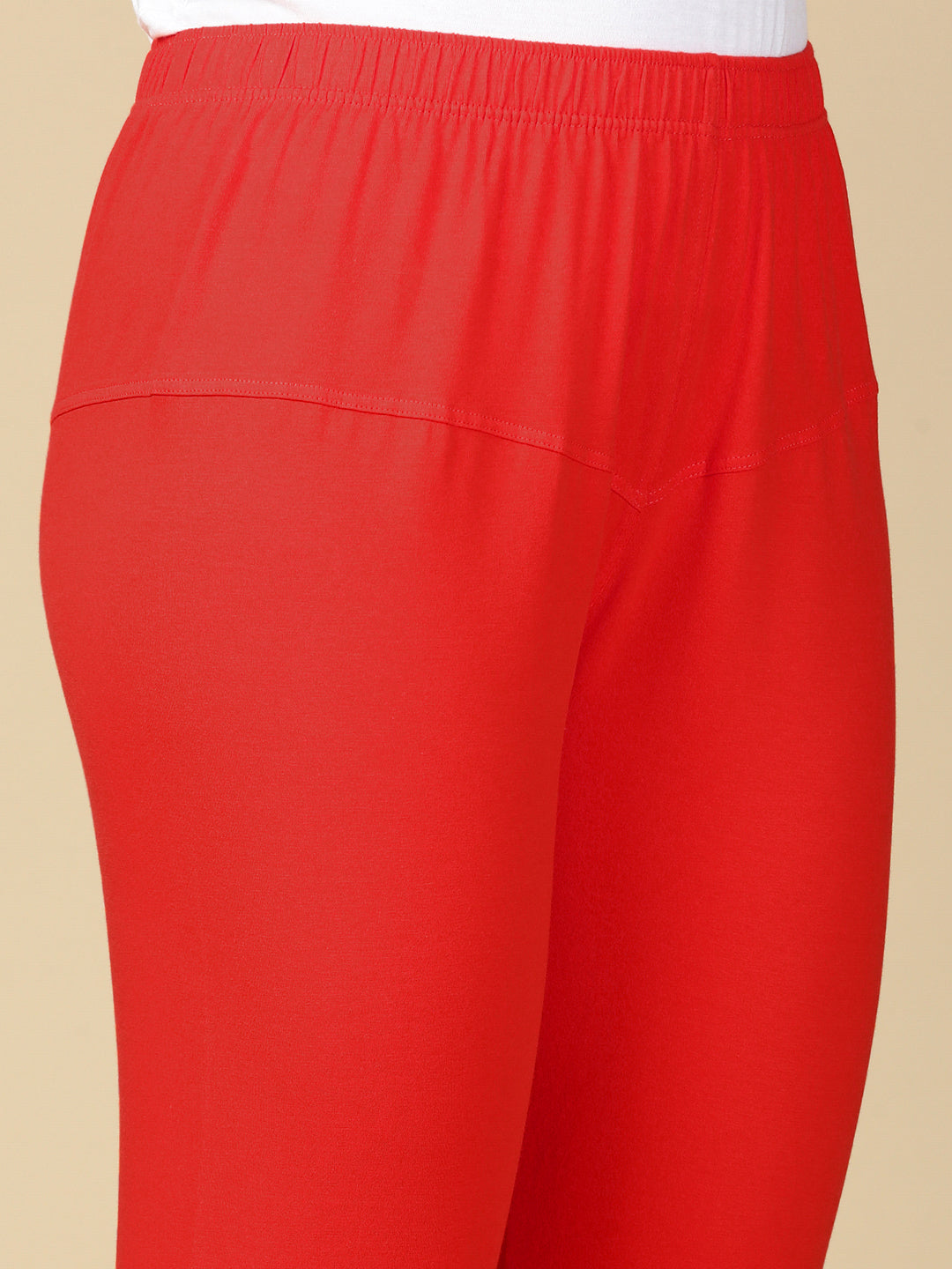 Tomato Red Premium Cotton Stretch Churidar - PYNK