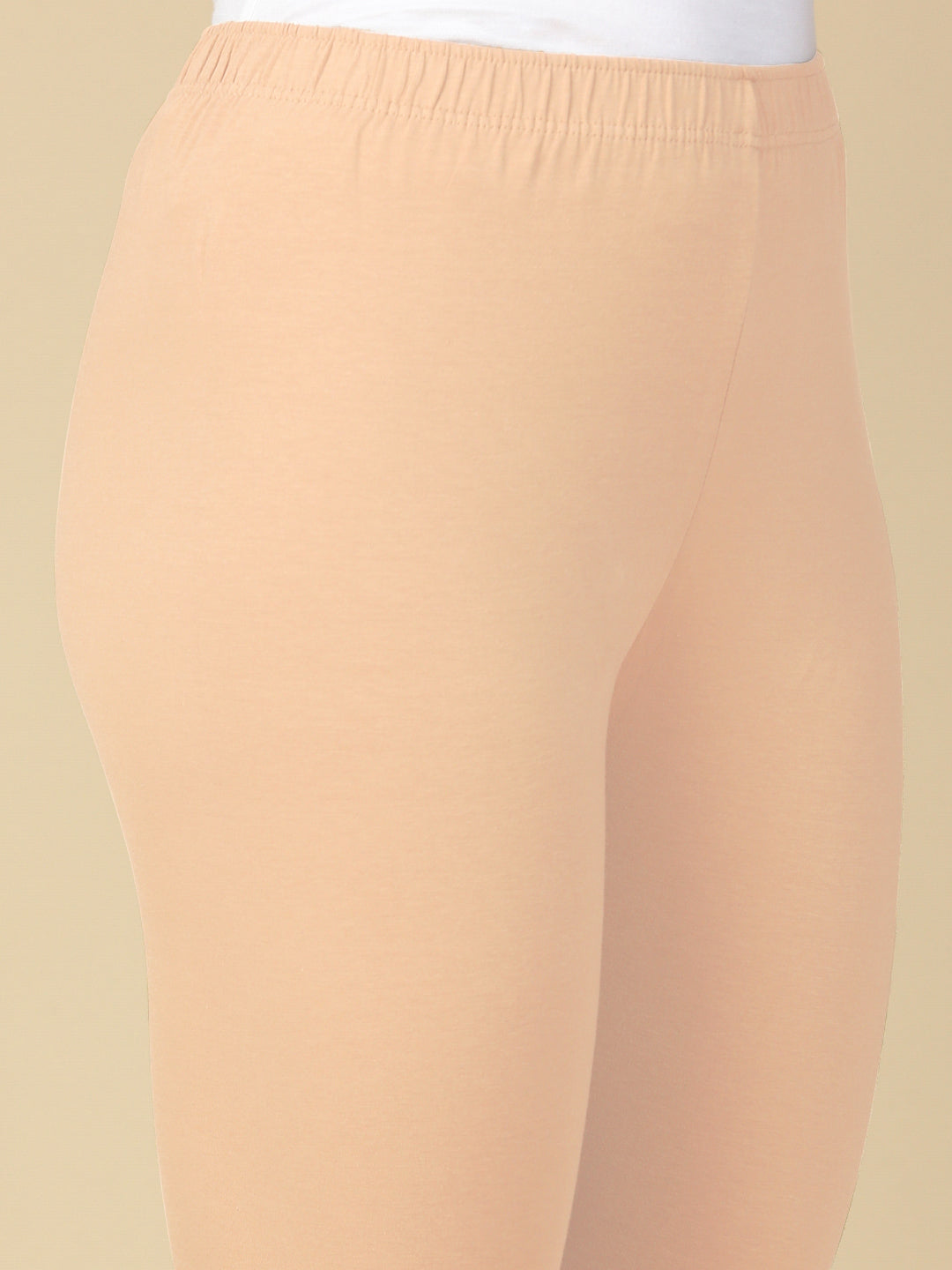 Peach Premium Cotton Stretch Ankle Length Leggings - PYNK