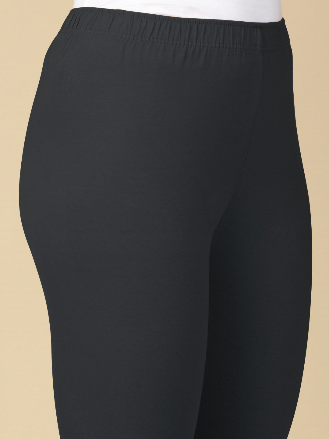 Smoke Grey Premium Cotton Stretch Ankle Length Leggings - PYNK