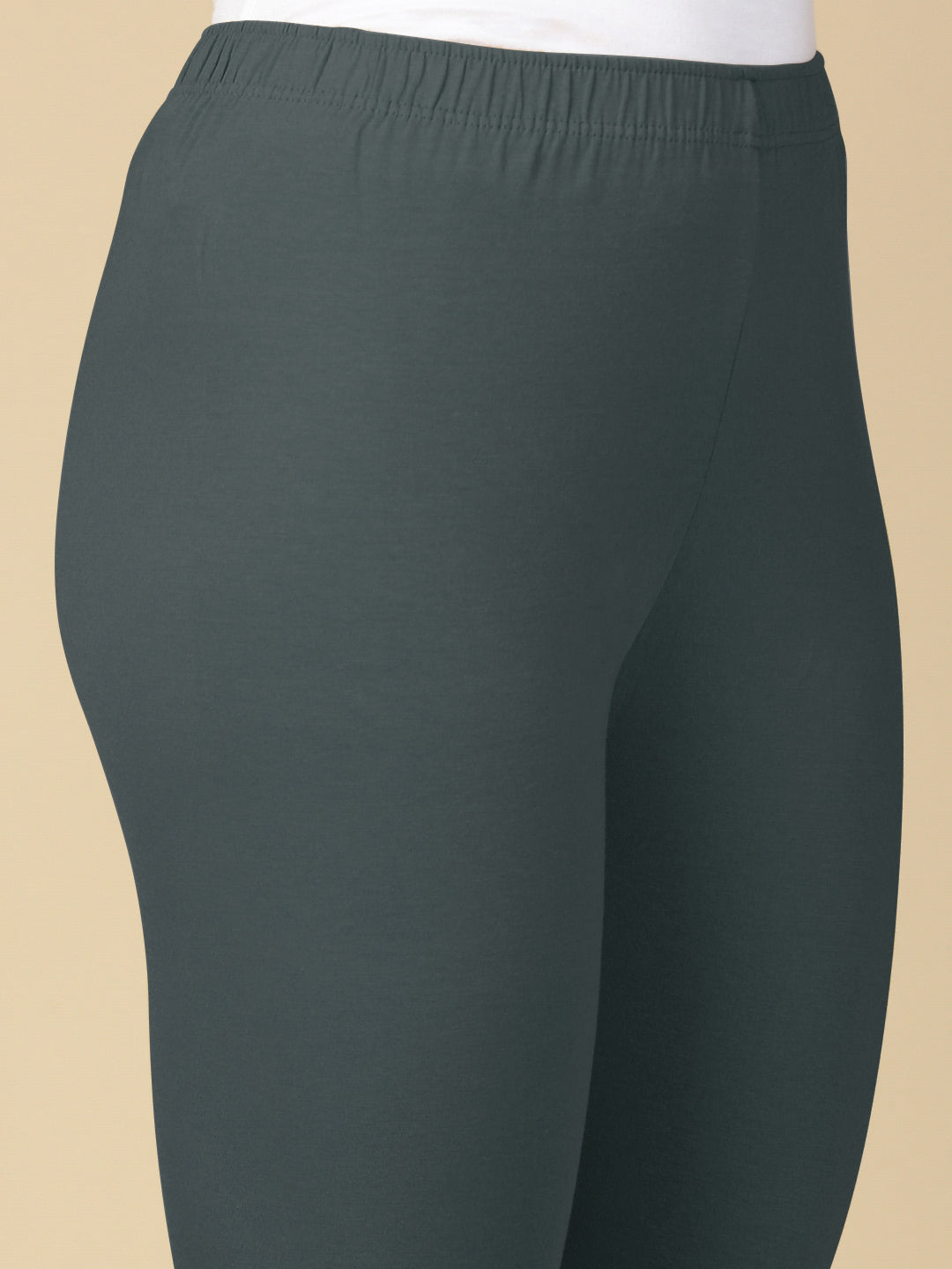 Steel Grey Premium Cotton Stretch Ankle Length Leggings - PYNK