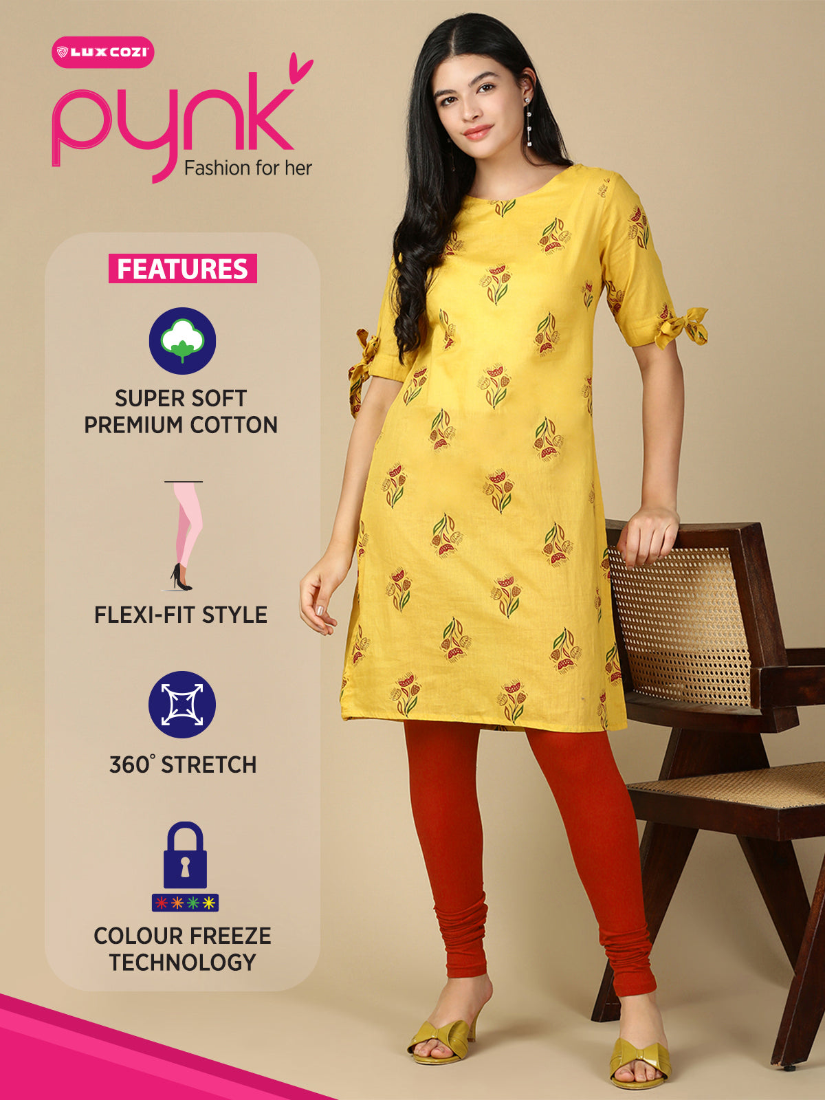 Scarlet Premium Cotton Stretch Churidar - PYNK