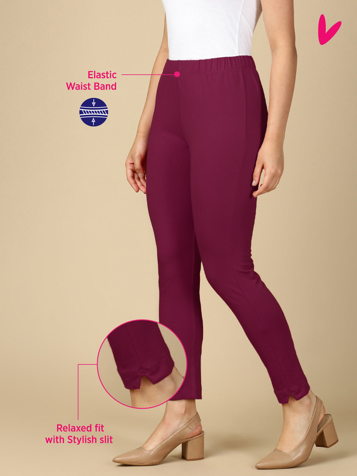 Mauve Premium Cotton Stretch Kurti Pant - PYNK