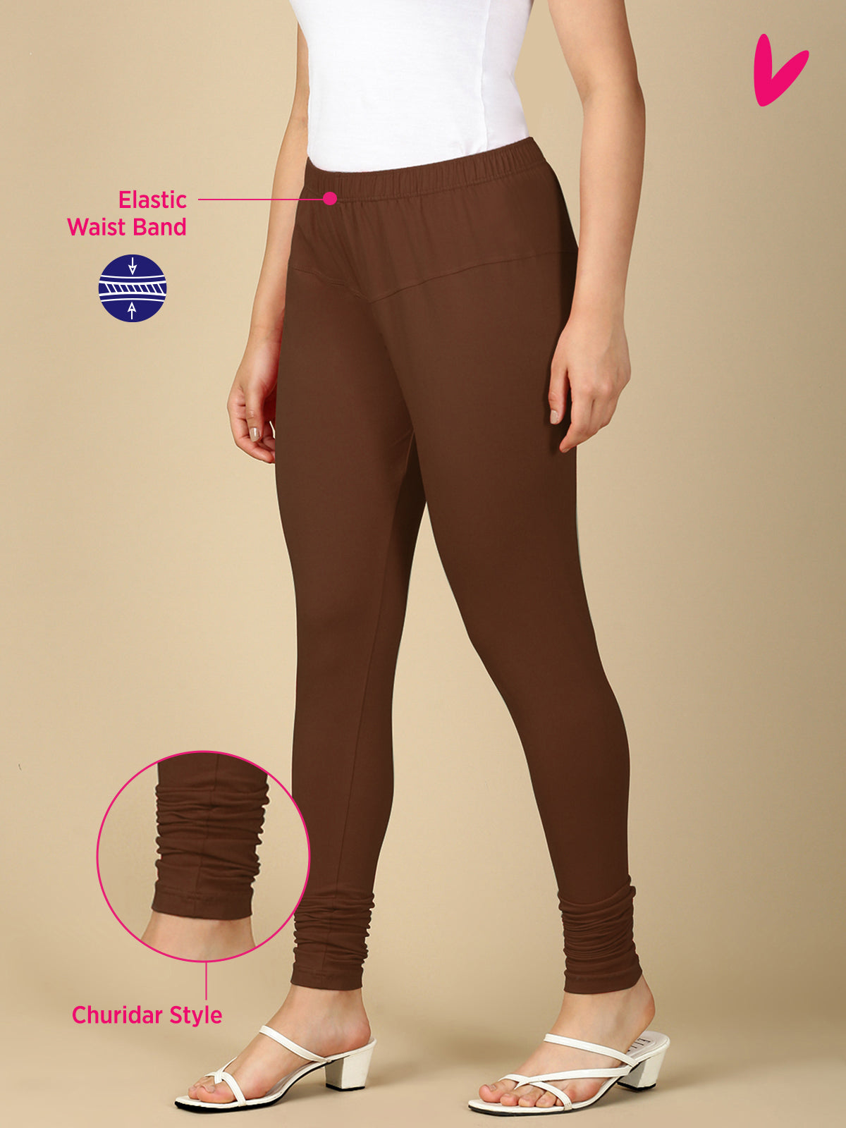 Hot Chocolate Premium Cotton Stretch Churidar - PYNK