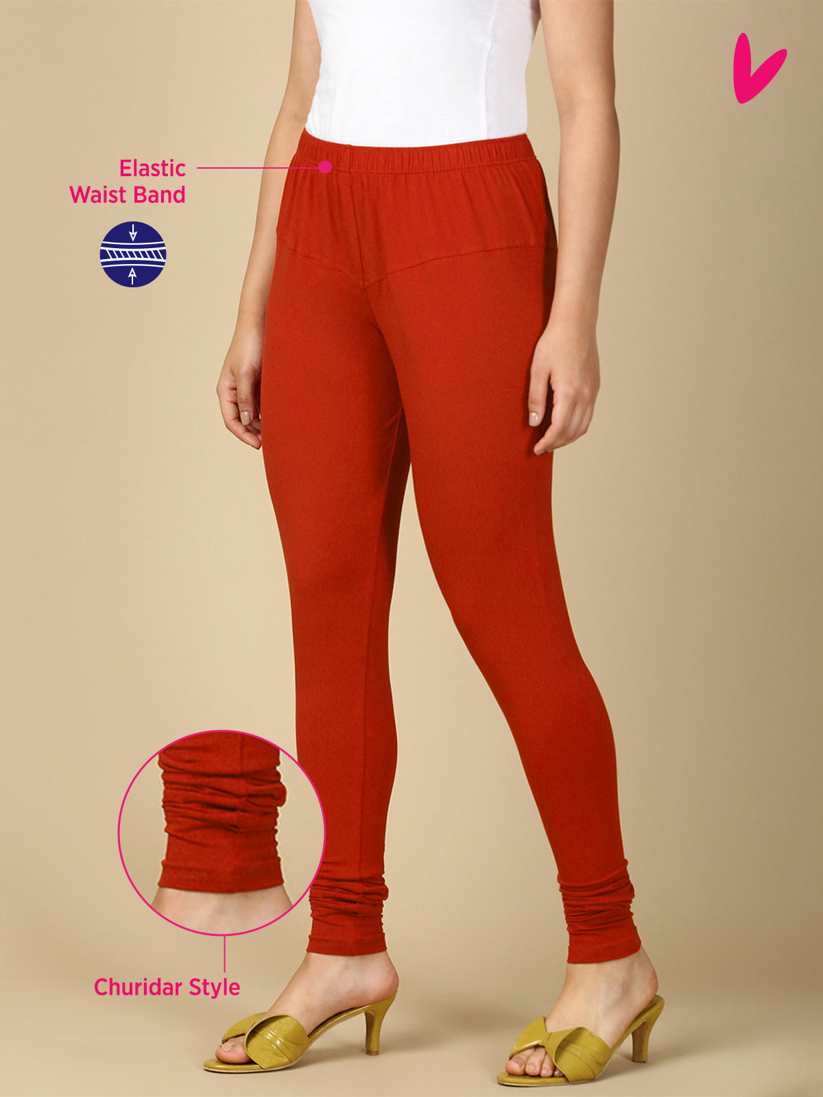 Scarlet Premium Cotton Stretch Churidar - PYNK