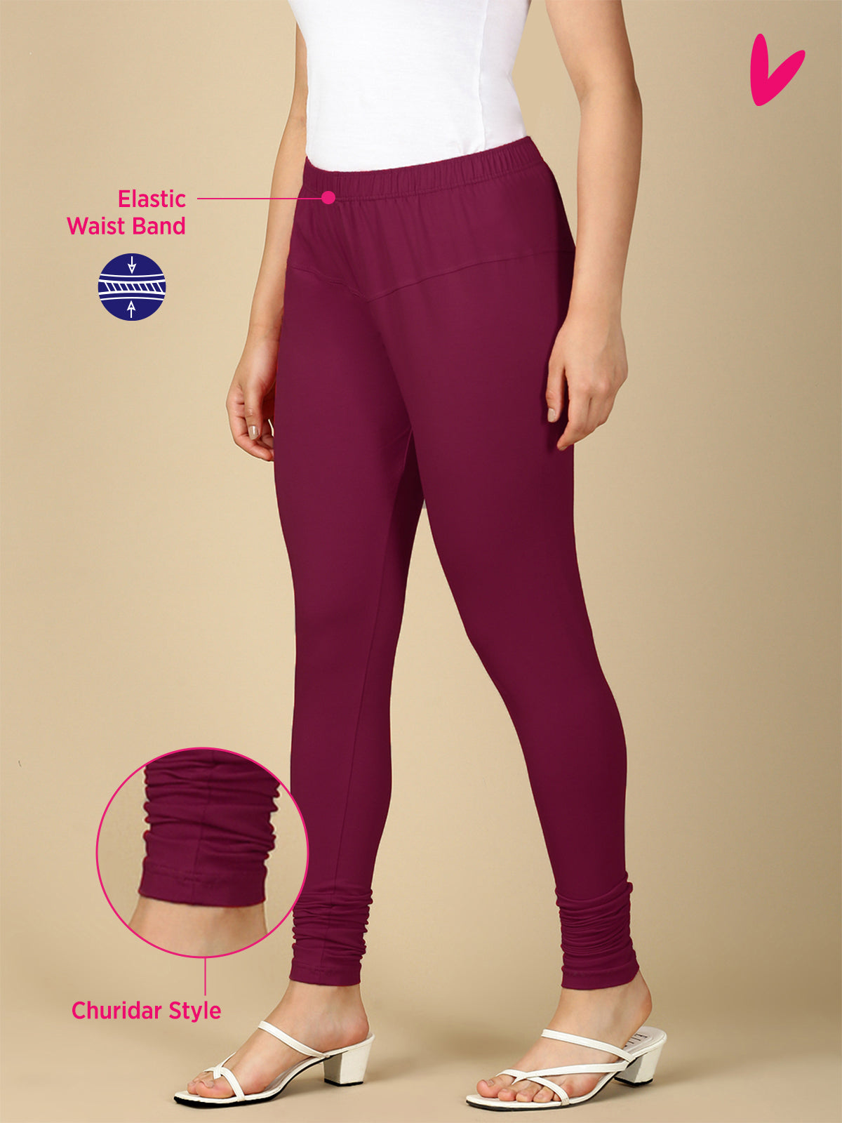 Mauve Premium Cotton Stretch Churidar - PYNK