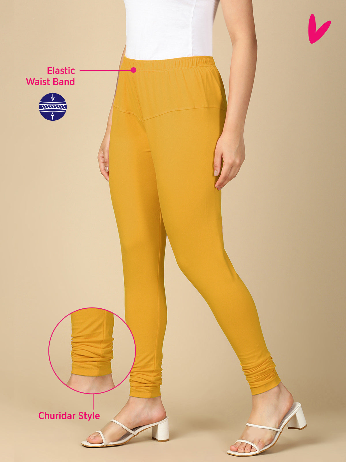 Yellow Premium Cotton Stretch Churidar - PYNK