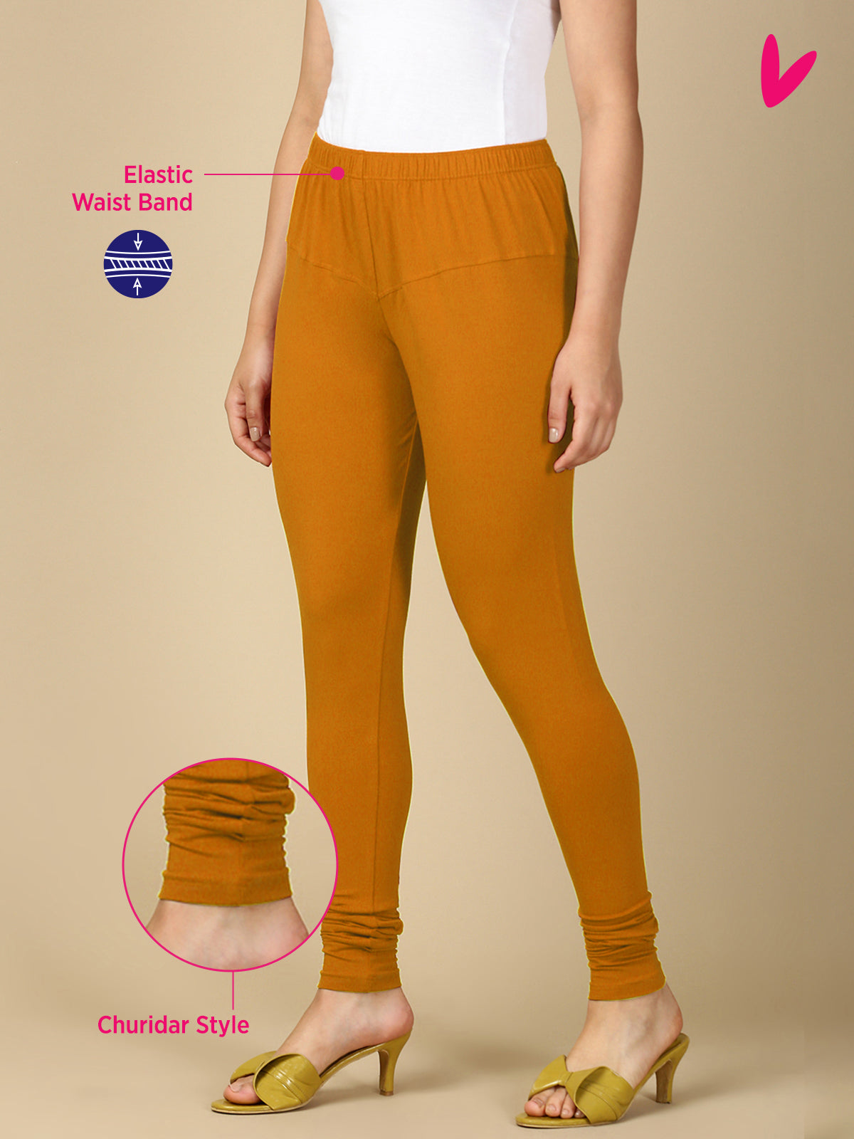 Mustard Premium Cotton Stretch Churidar - PYNK