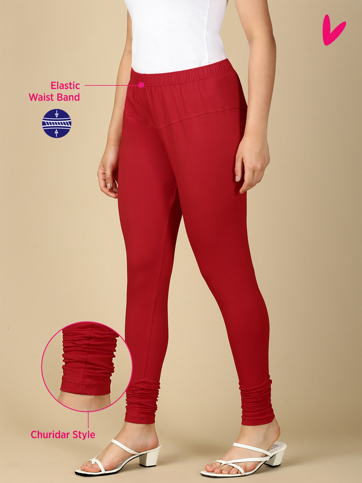 Red Premium Cotton Stretch Churidar - PYNK