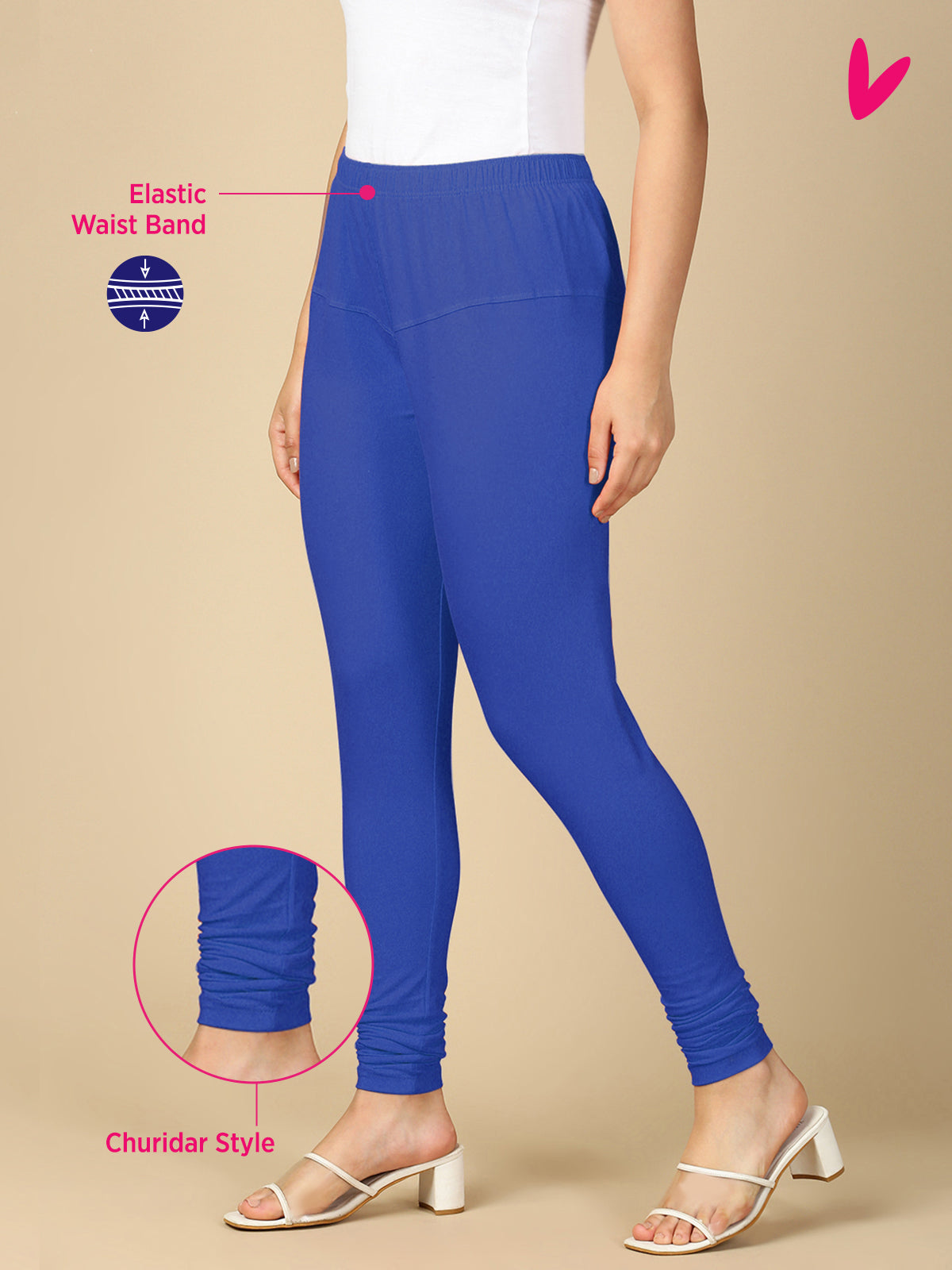 Ink Blue Premium Cotton Stretch Churidar - PYNK
