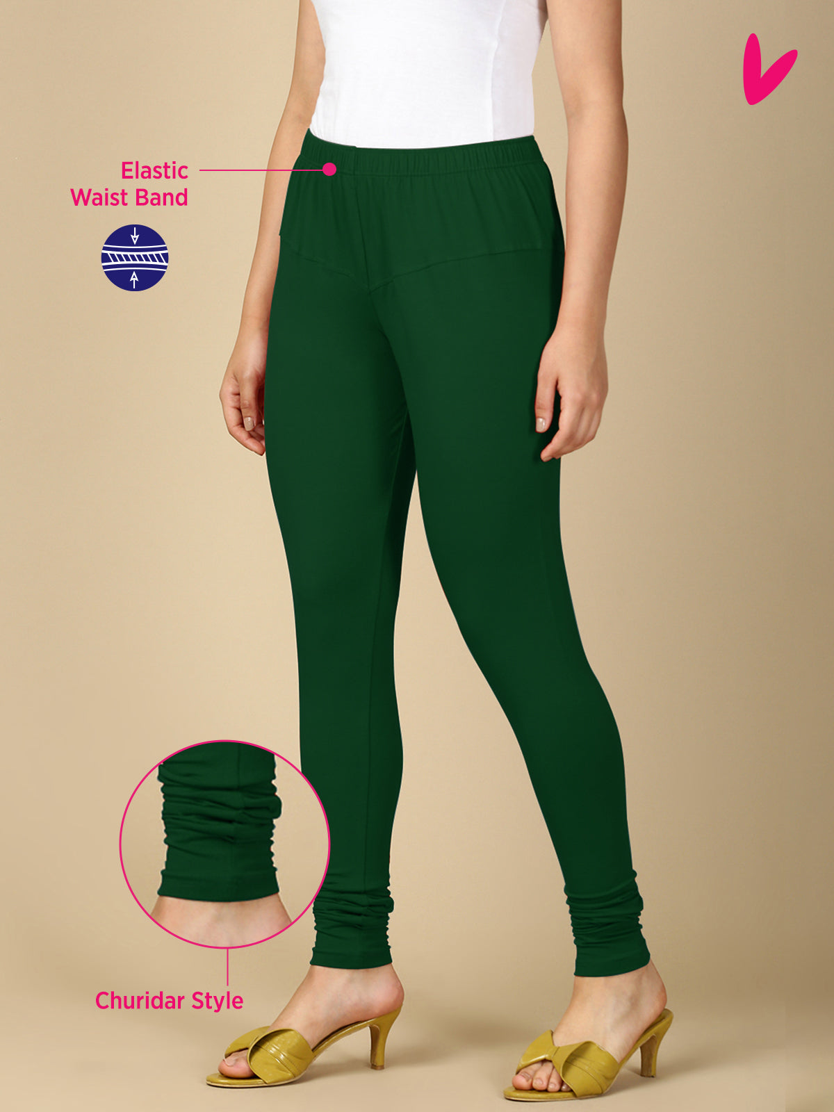 Rama Green Premium Cotton Stretch Churidar - PYNK
