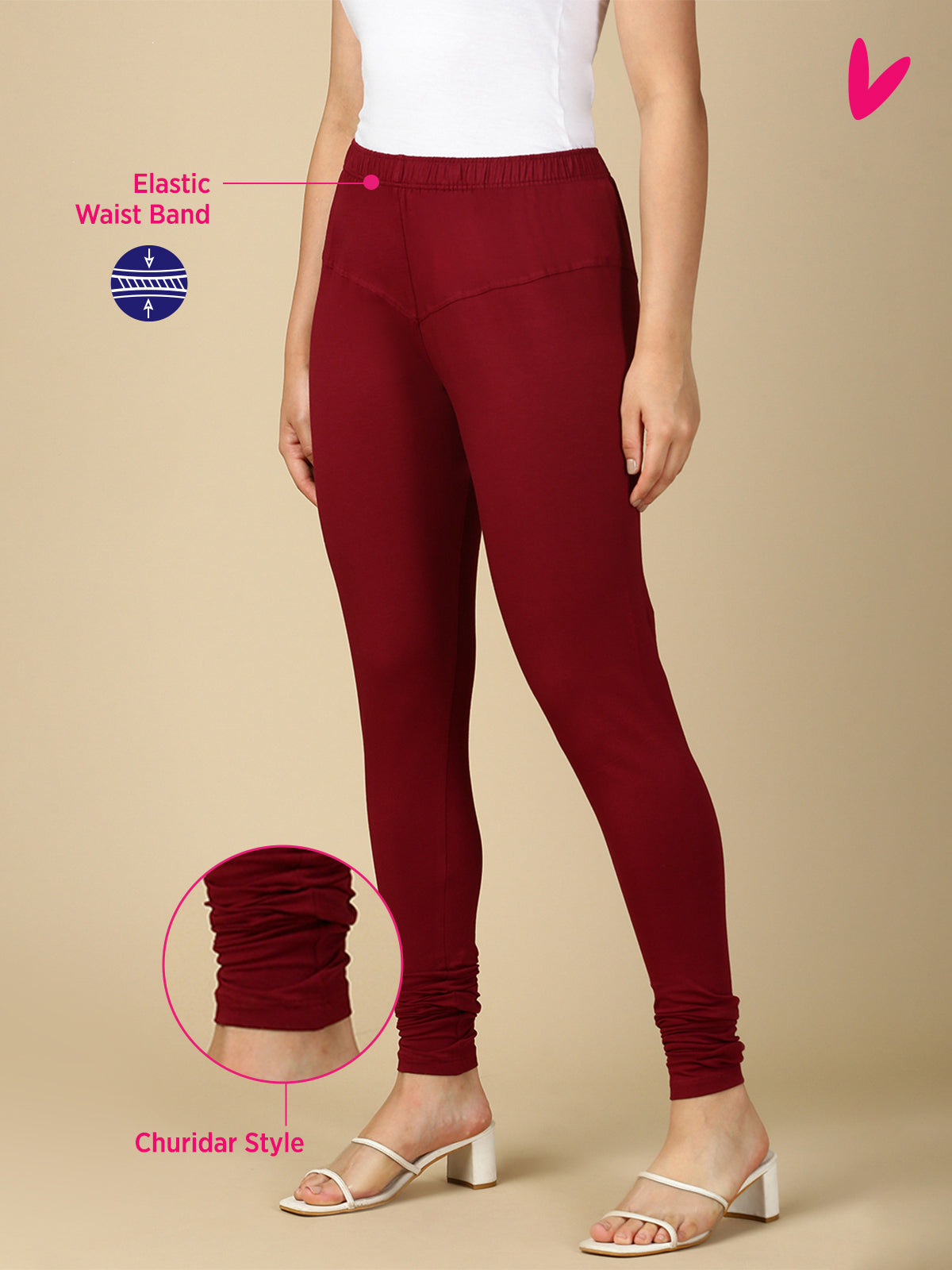 Maroon Premium Cotton Stretch Churidar - PYNK