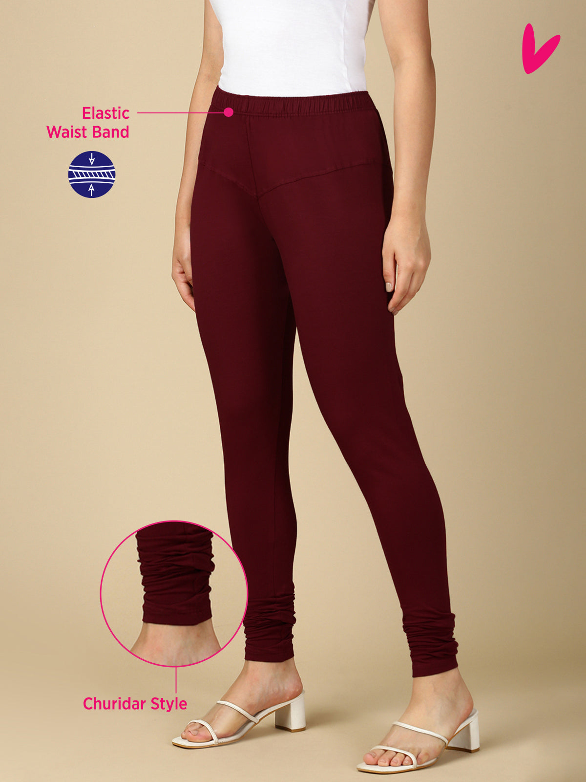 Deep Maroon Premium Cotton Stretch Churidar - PYNK
