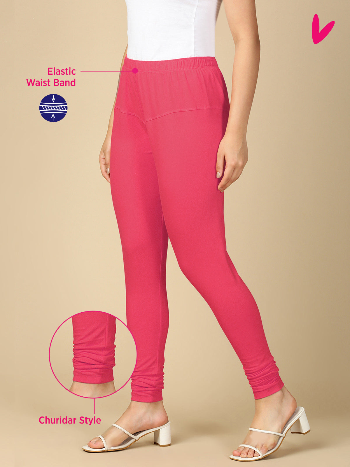 Camellia Rose Premium Cotton Stretch Churidar - PYNK