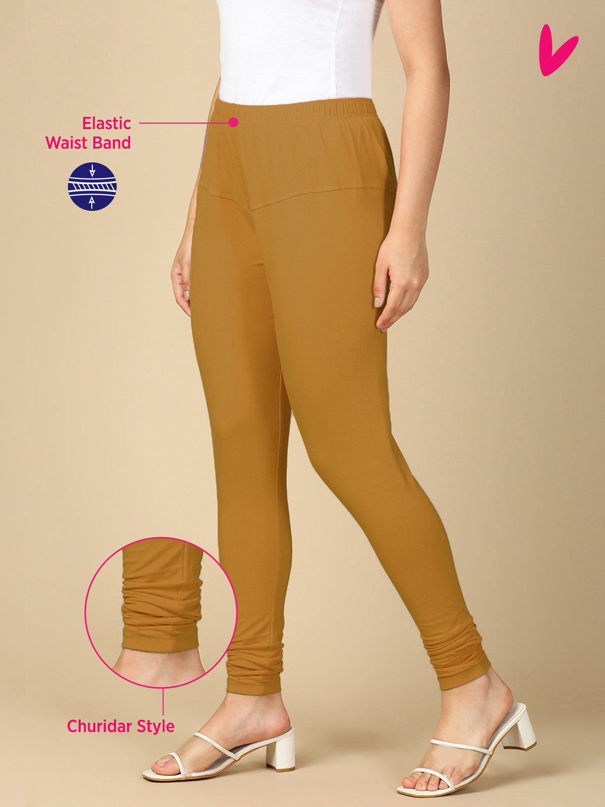 Tan Brown Premium Cotton Stretch Churidar - PYNK