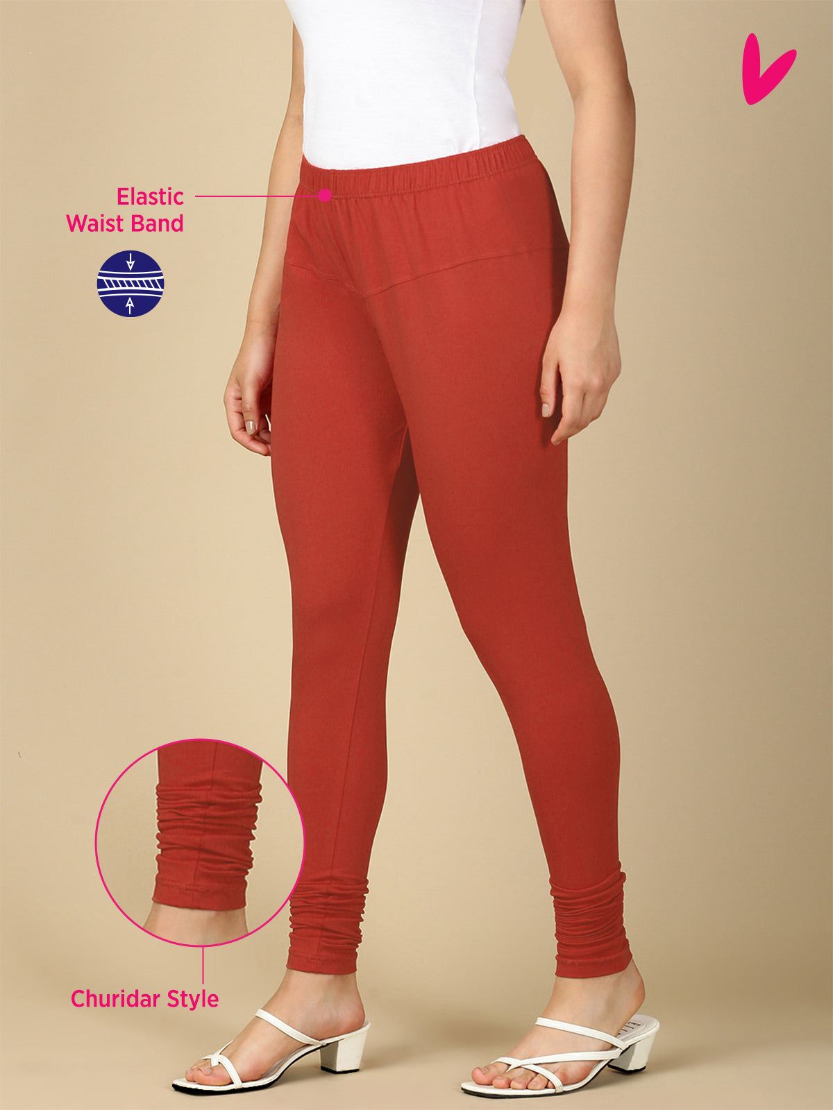 Rose Tan Premium Cotton Stretch Churidar - PYNK
