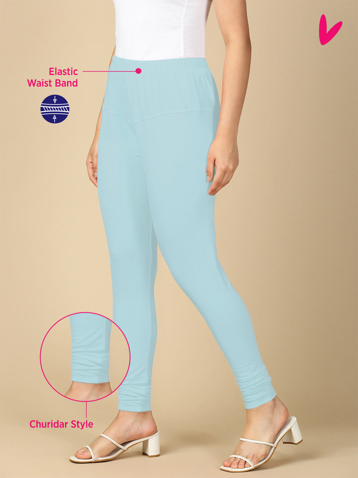 Sky Blue Premium Cotton Stretch Churidar - PYNK