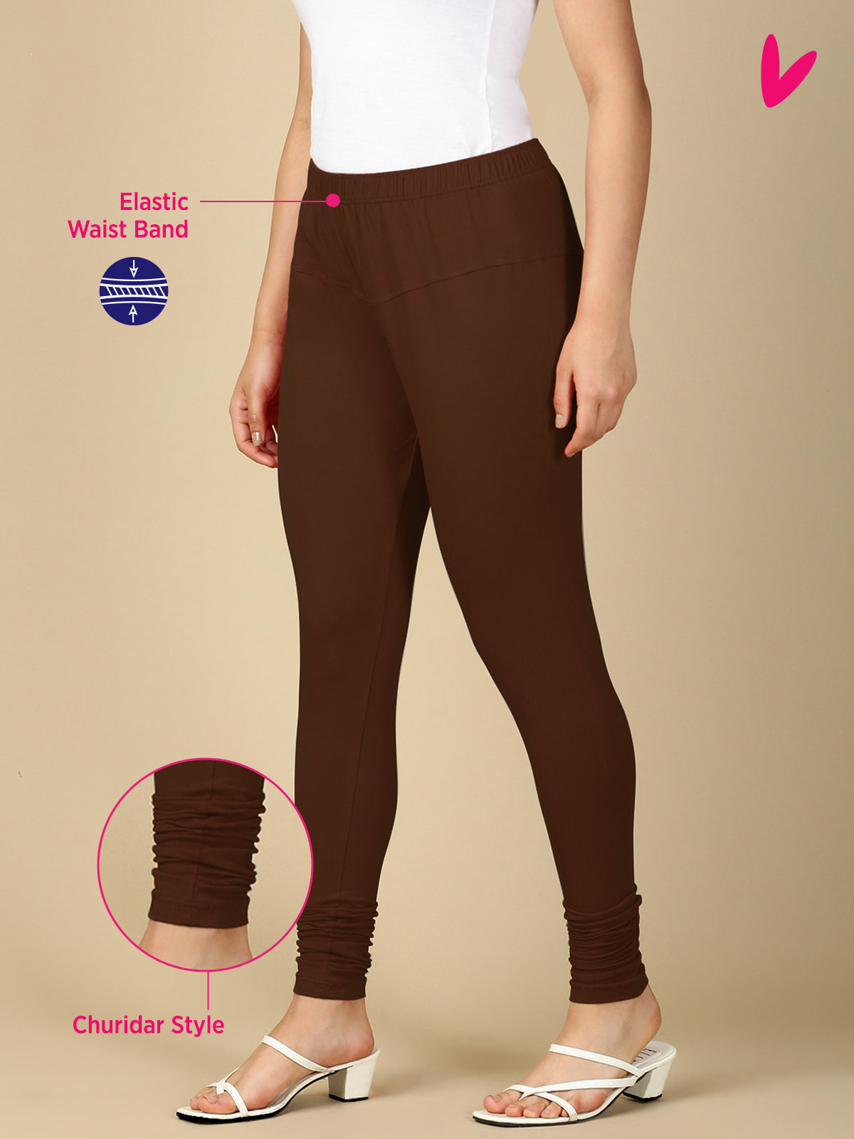 Coffee Brown Premium Cotton Stretch Churidar - PYNK