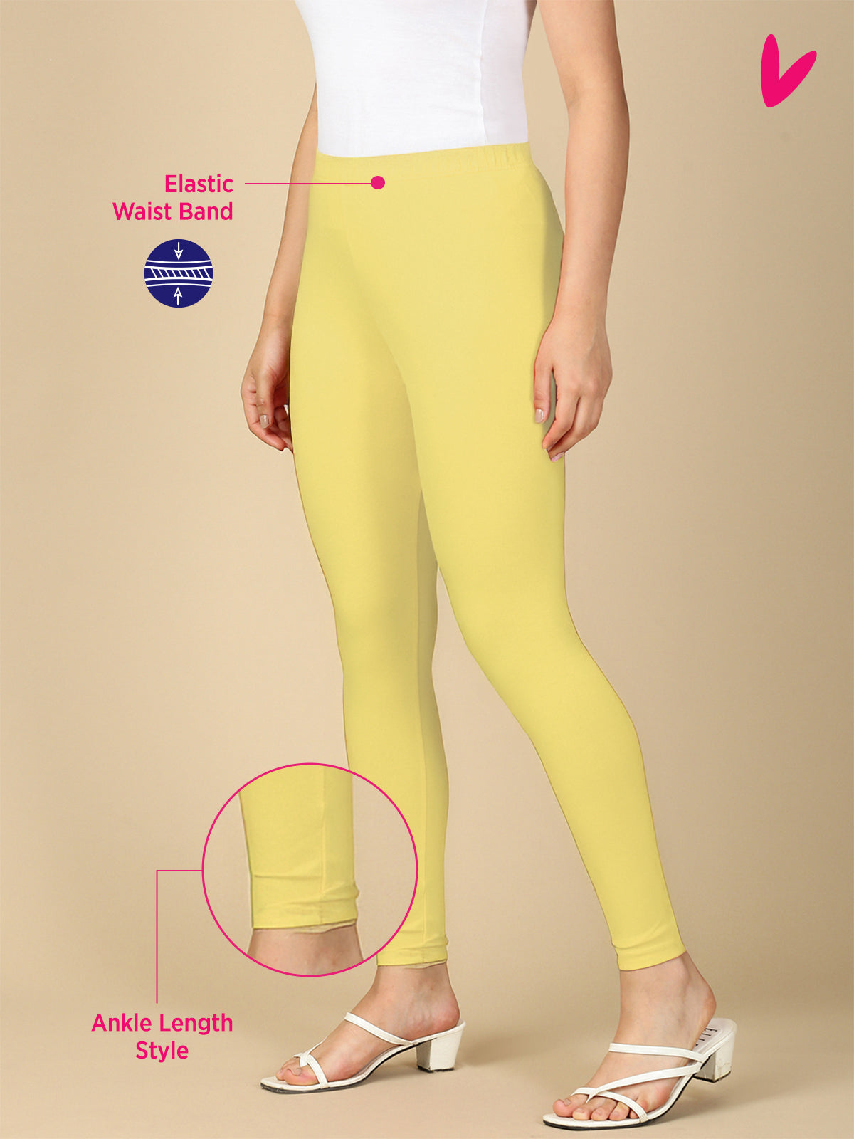 LT Lemon Premium Cotton Stretch Ankle Length Leggings - PYNK