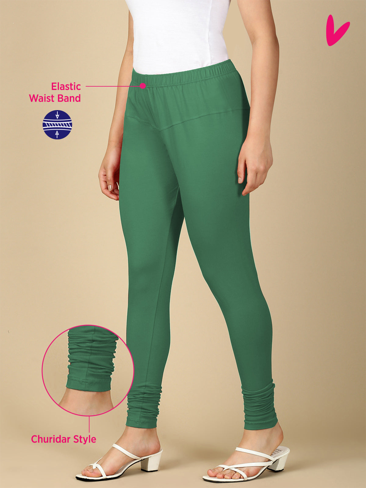 Pak Green Premium Cotton Stretch Churidar - PYNK