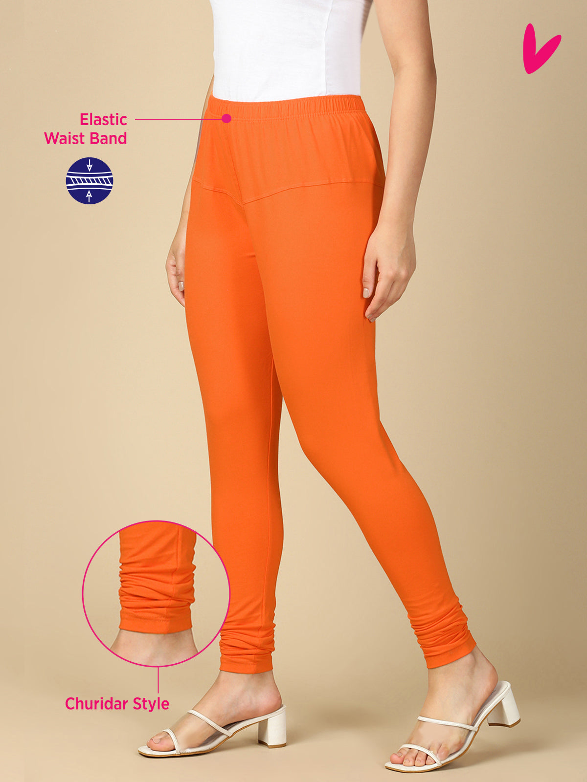 Orange Premium Cotton Stretch Churidar - PYNK
