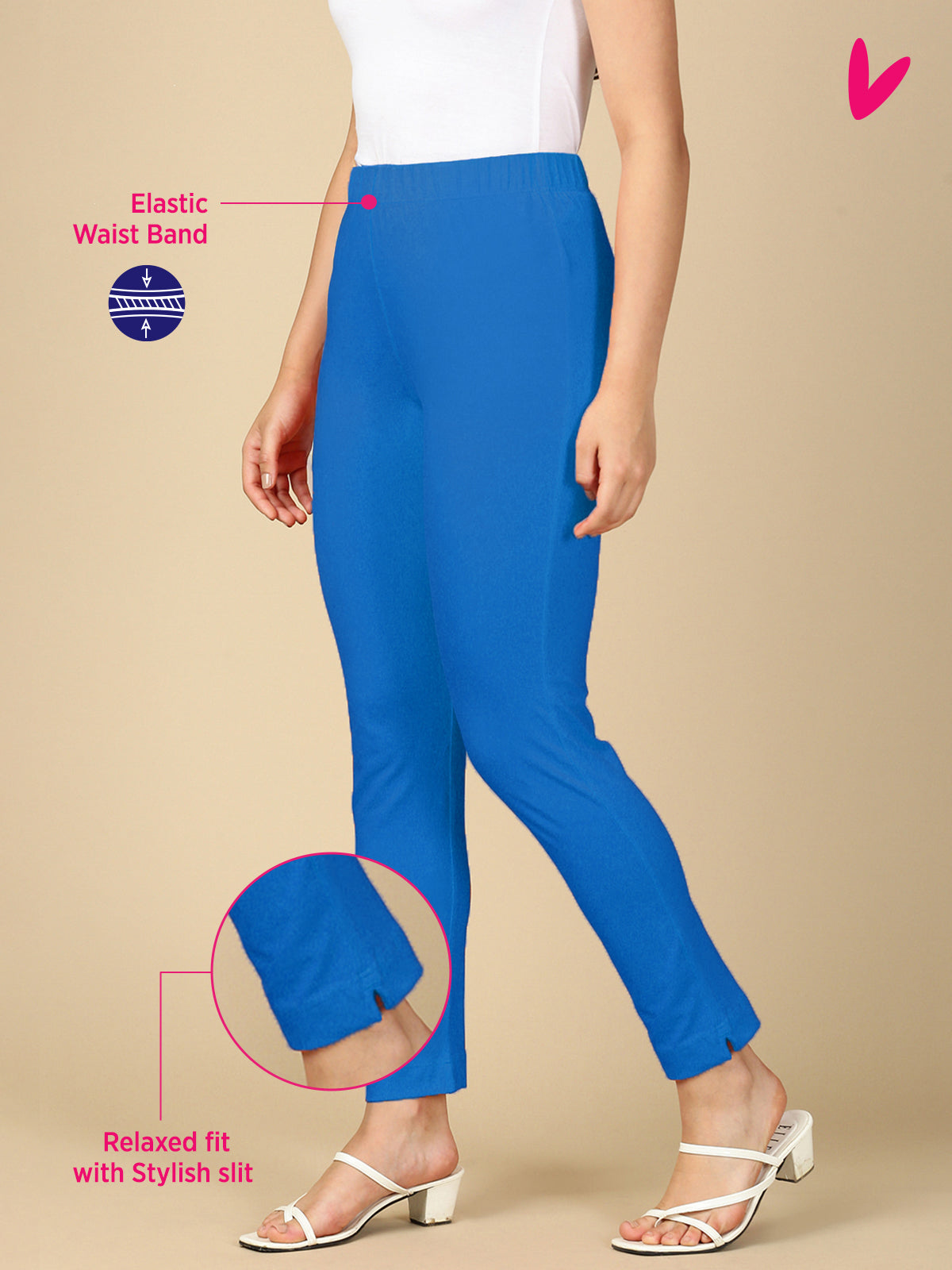 T.Blue Premium Cotton Stretch Kurti Pant - PYNK