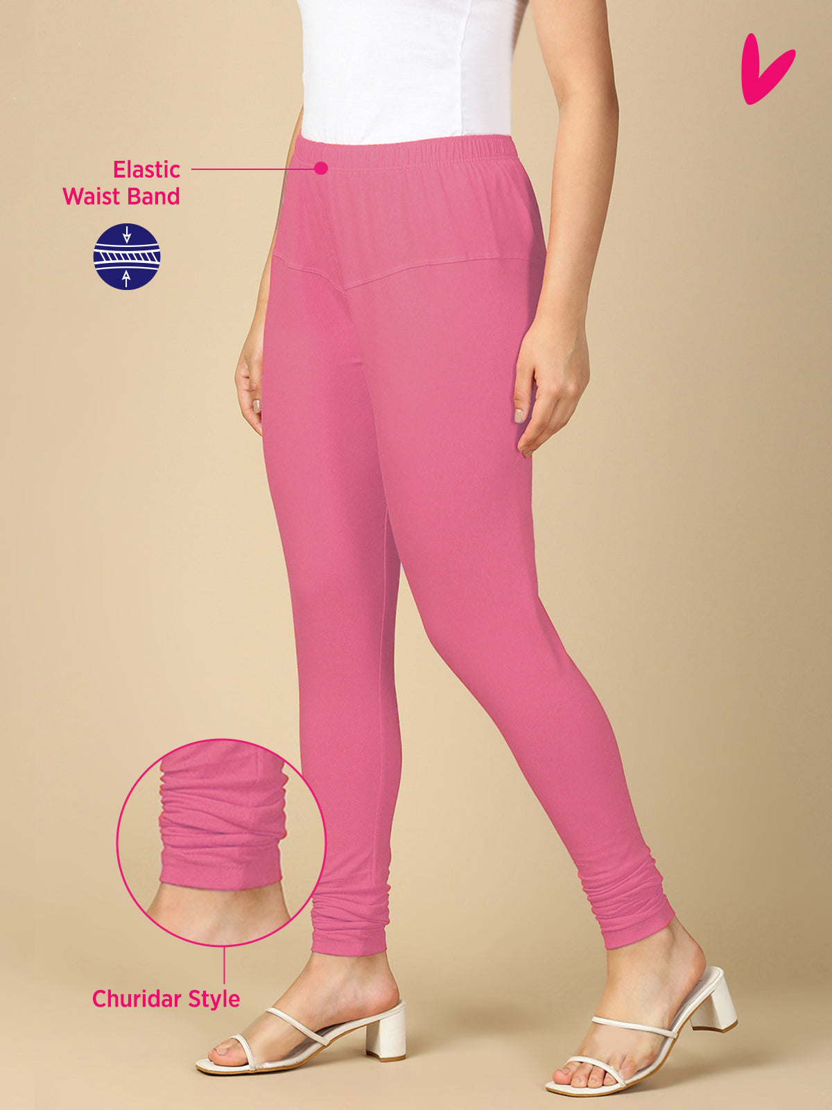 Light Pink Premium Cotton Stretch Churidar - PYNK